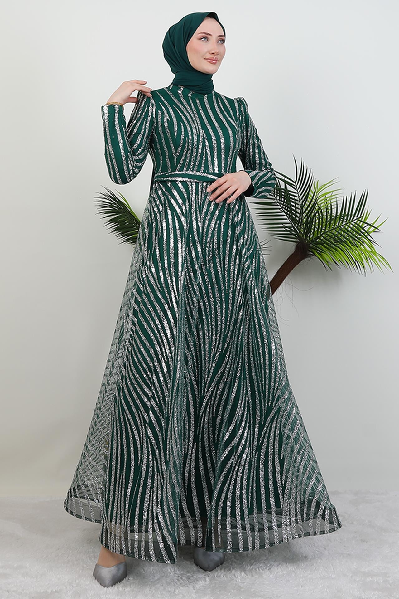 Basra Simli Abiye Zümrüt