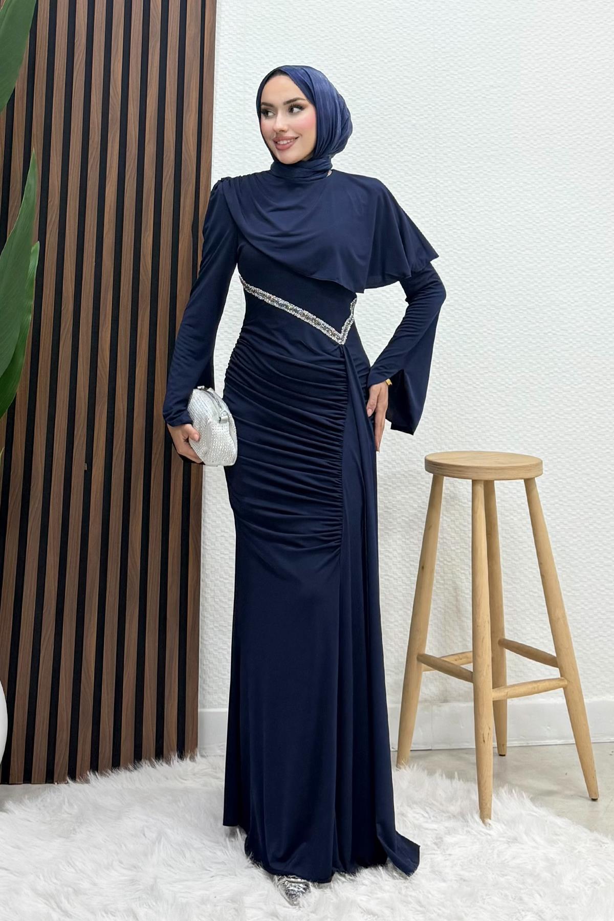 Belinay Sandy Elbise Lacivert