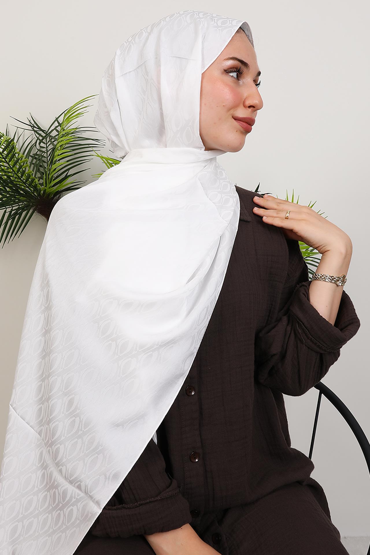 Belis Desen Şal Beyaz