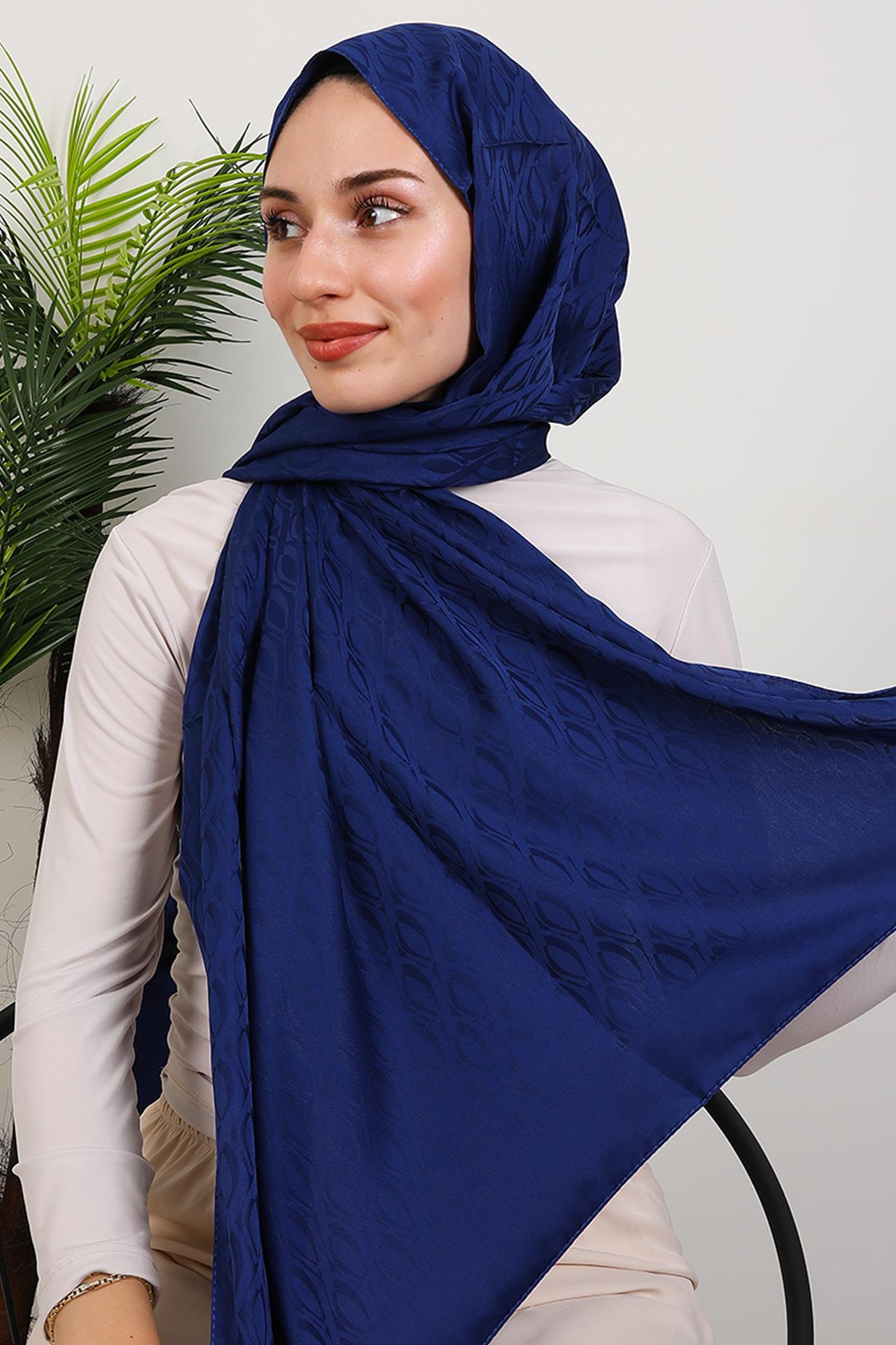 Belis Desen Şal Lacivert
