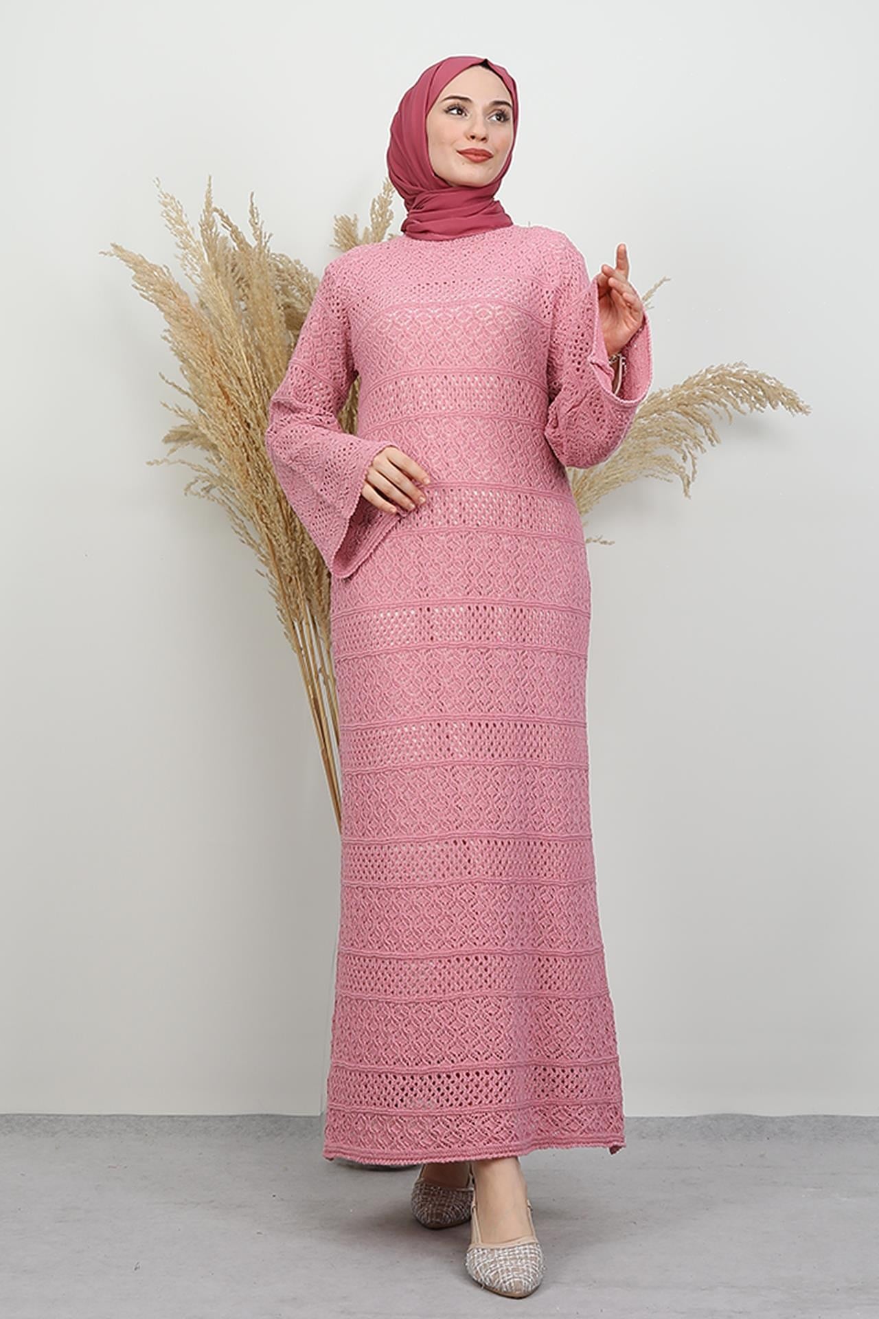 Beste Örgü Elbise Pembe