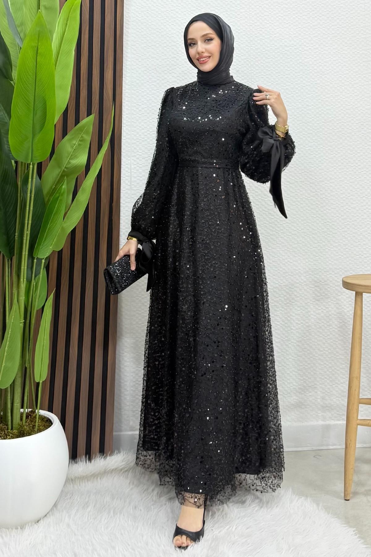 Betül Tesettür Abiye Siyah