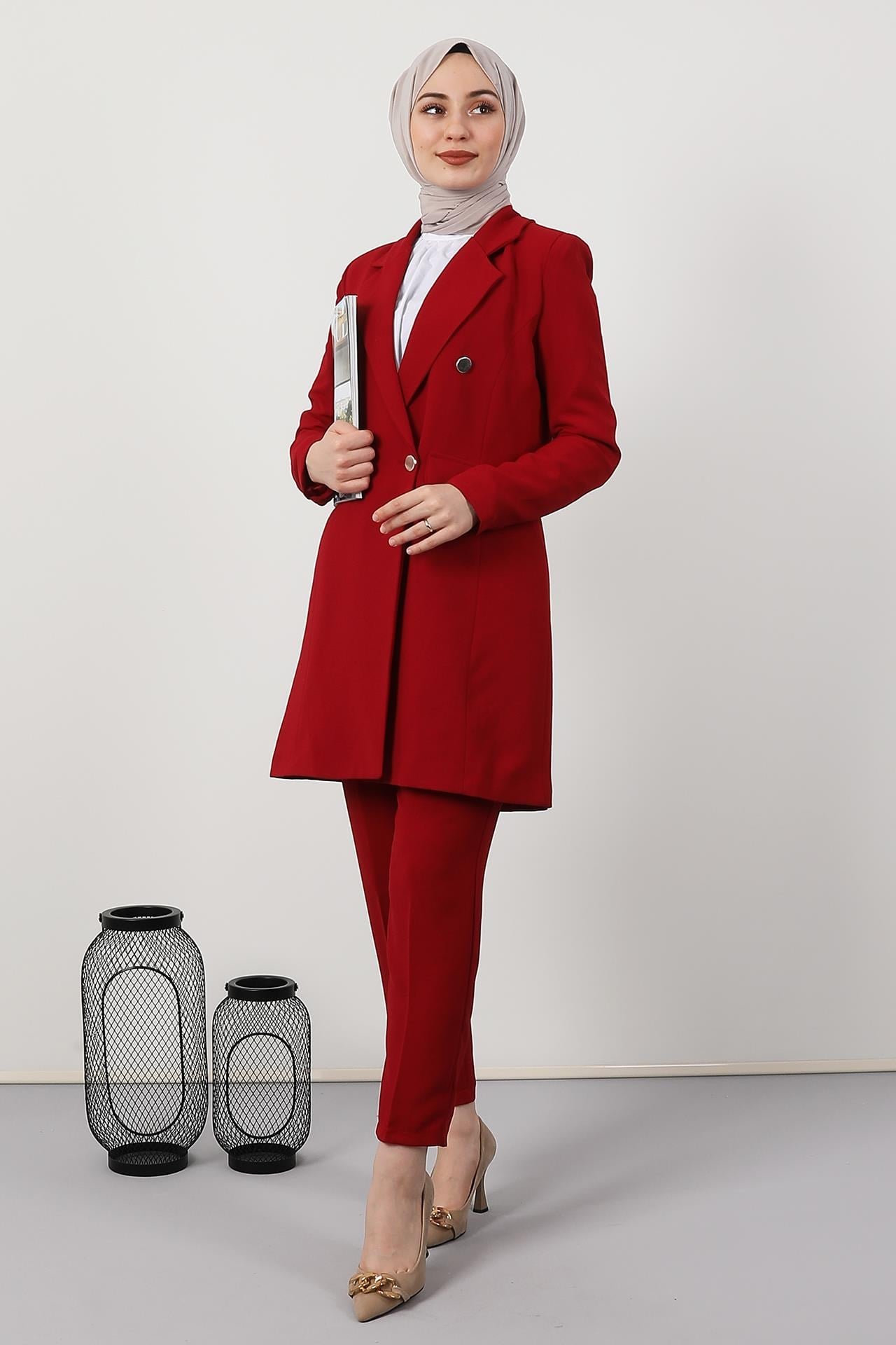Blazer Ceket Takım Bordo