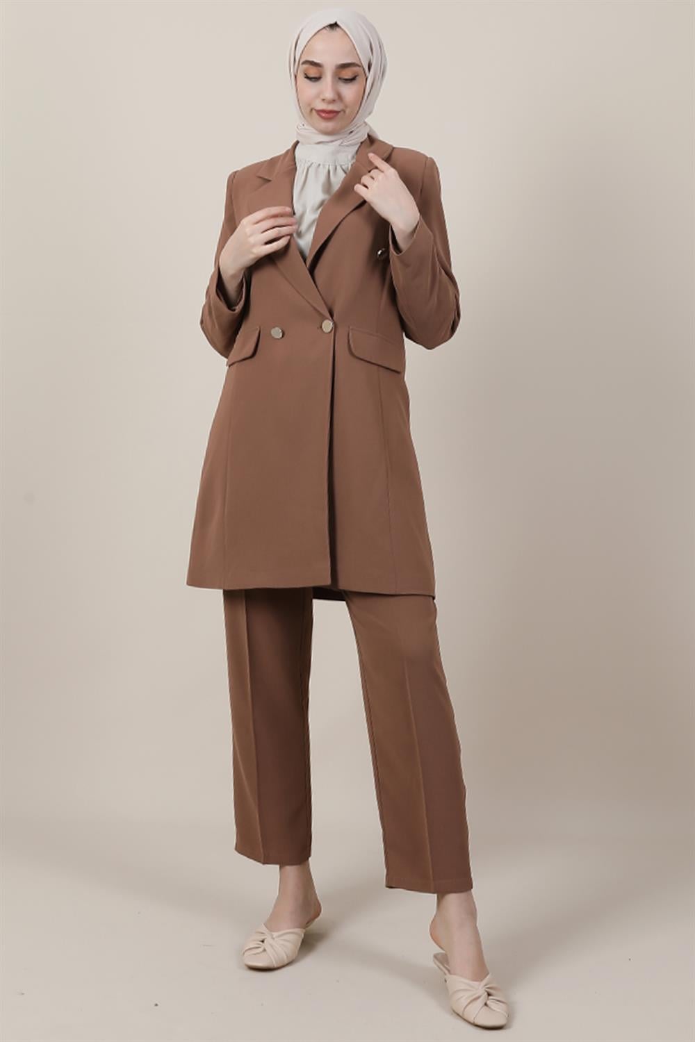 Blazer Ceket Takım Sütlükahve