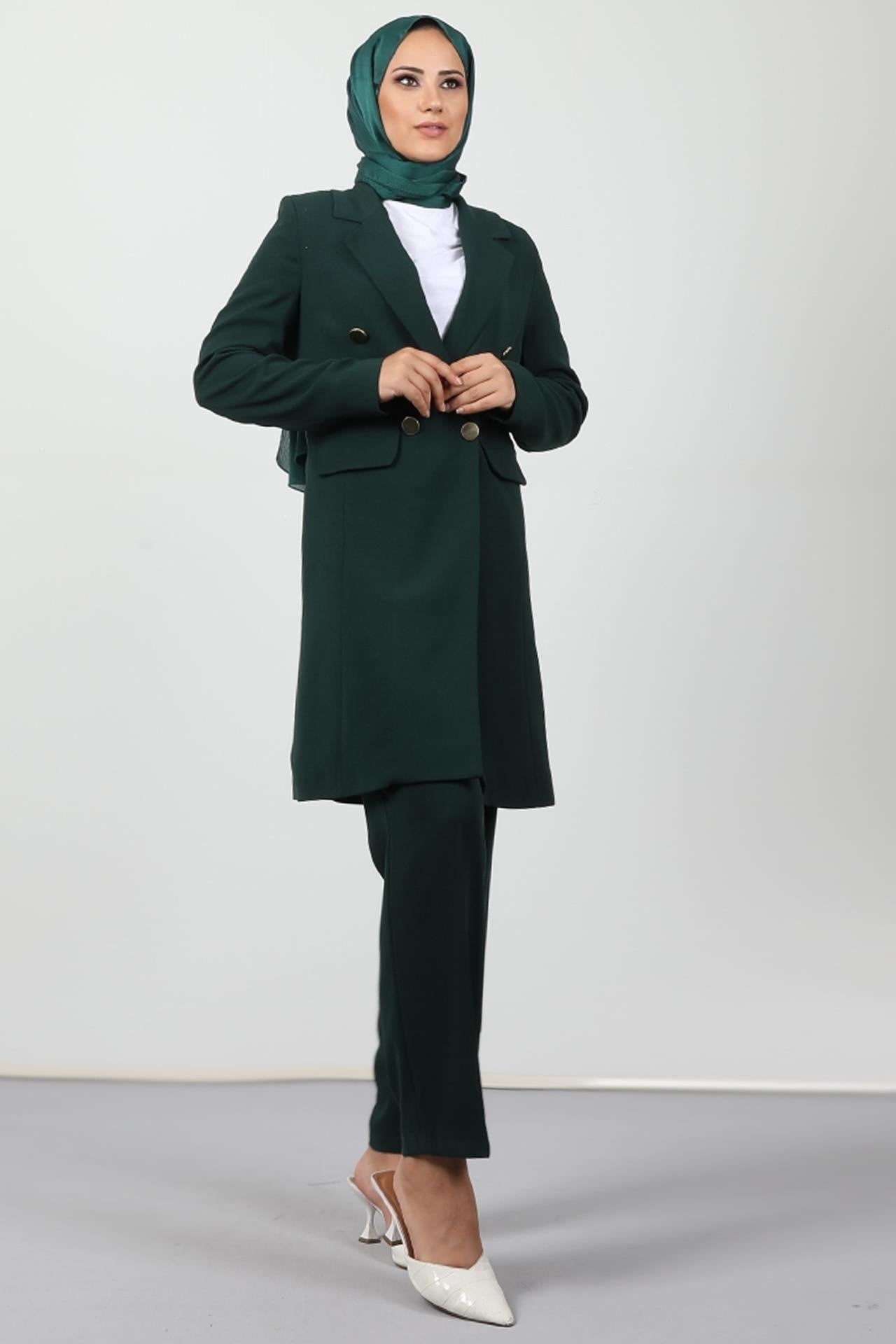 Blazer Ceket Takım Zümrüt