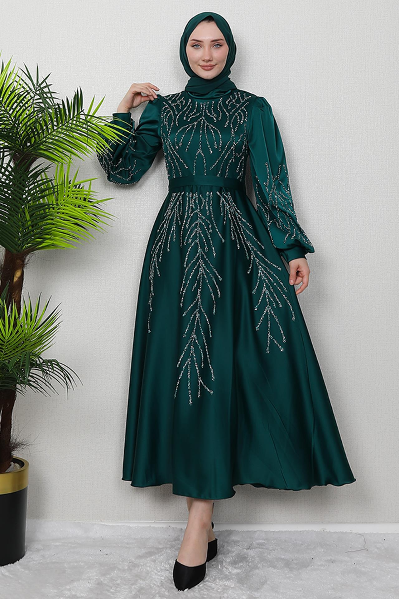 Buğlem Taşlı Abiye Zümrüt