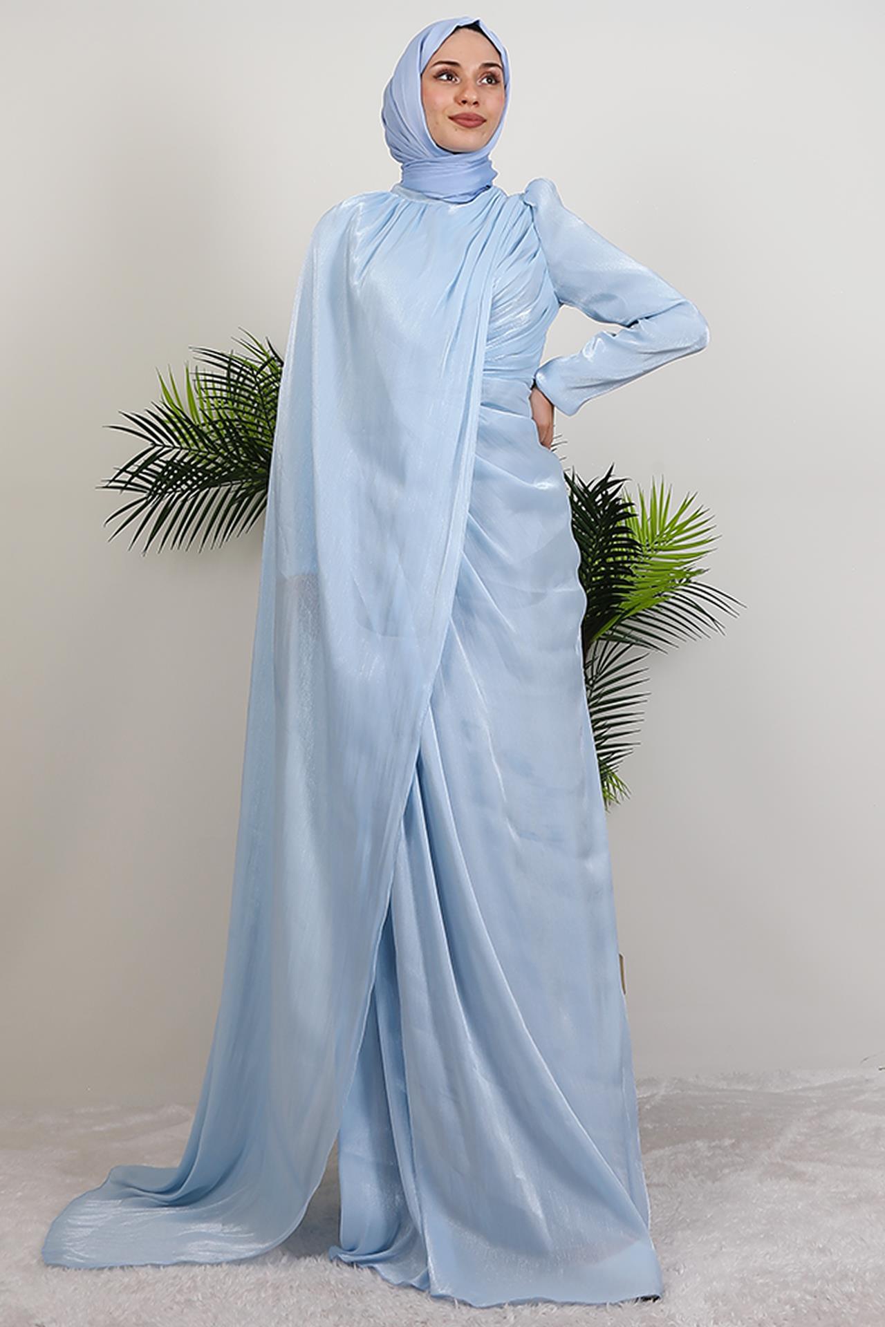 Burcu Tesettür Abiye Bebe Mavi