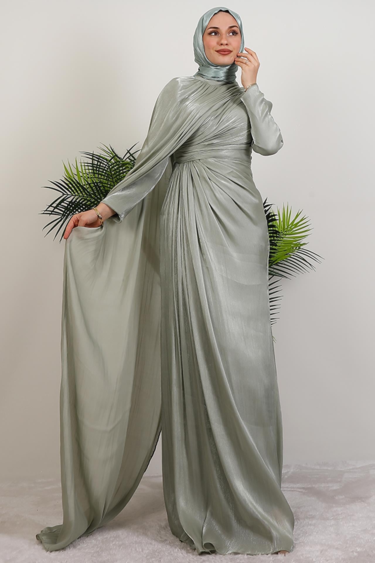 Burcu Tesettür Abiye Mint