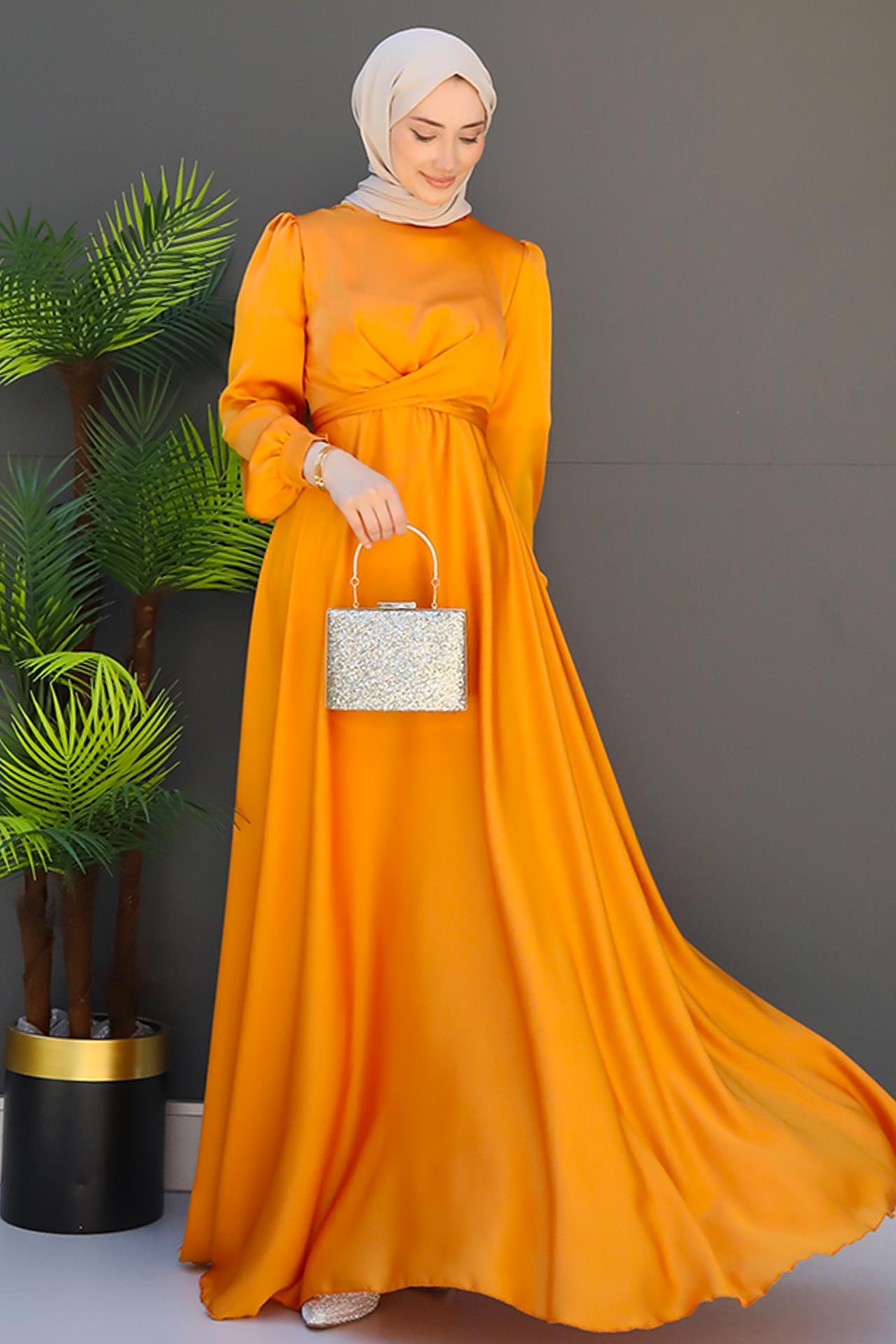 Çapraz Kuşaklı Abiye Safran