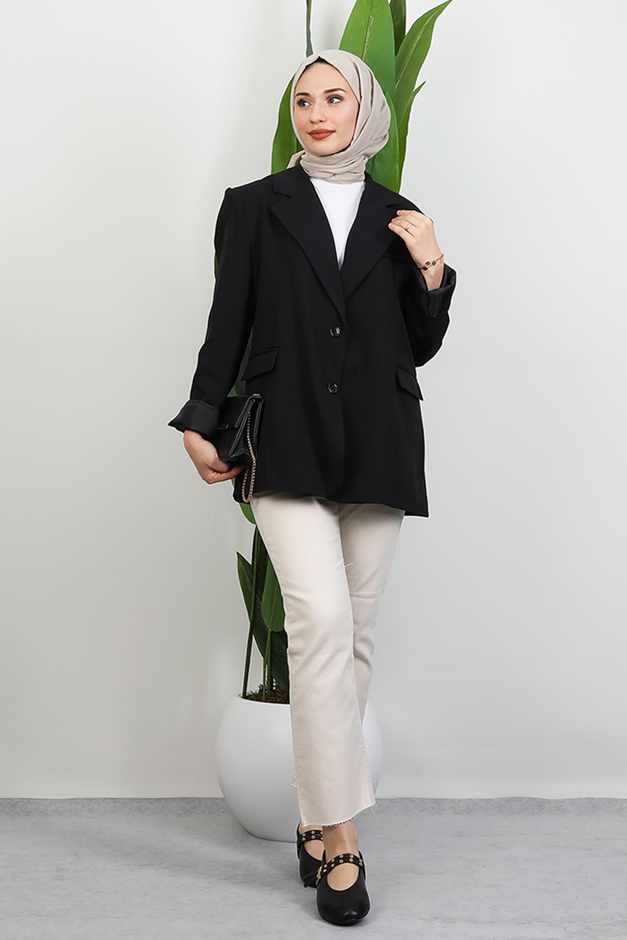 Dalya İki Düğmeli Ceket Siyah