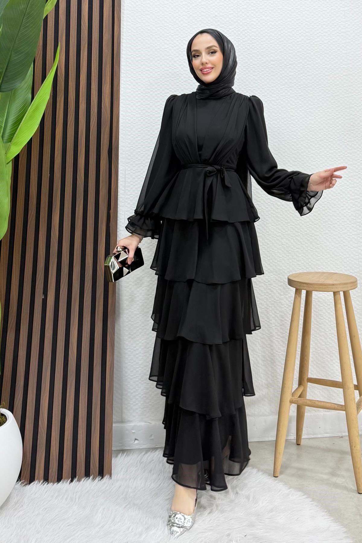 Dilara Şifon Abiye Siyah
