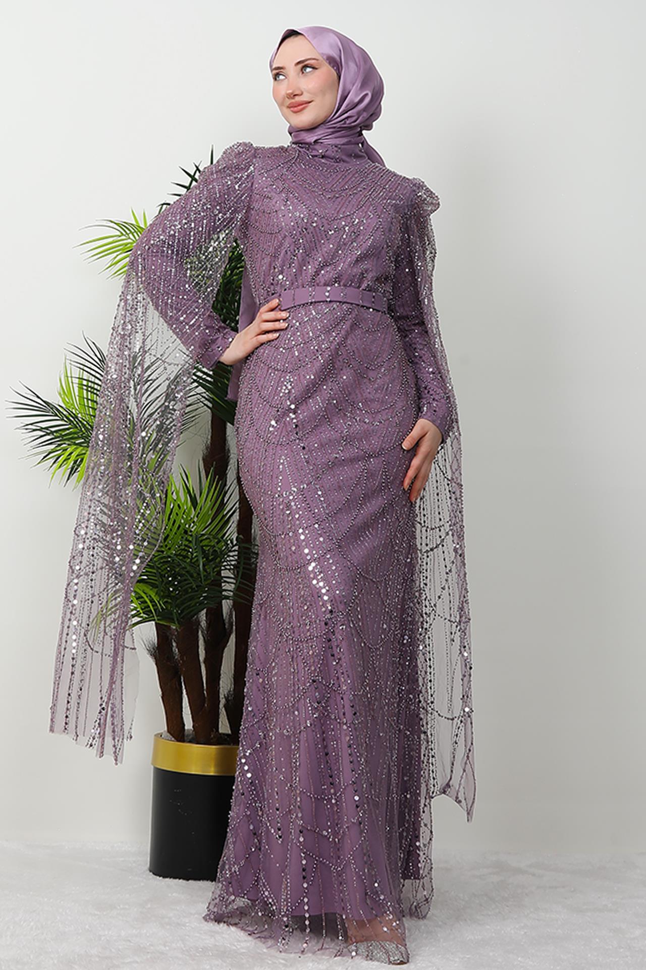 Duru Taşlı Abiye Lila