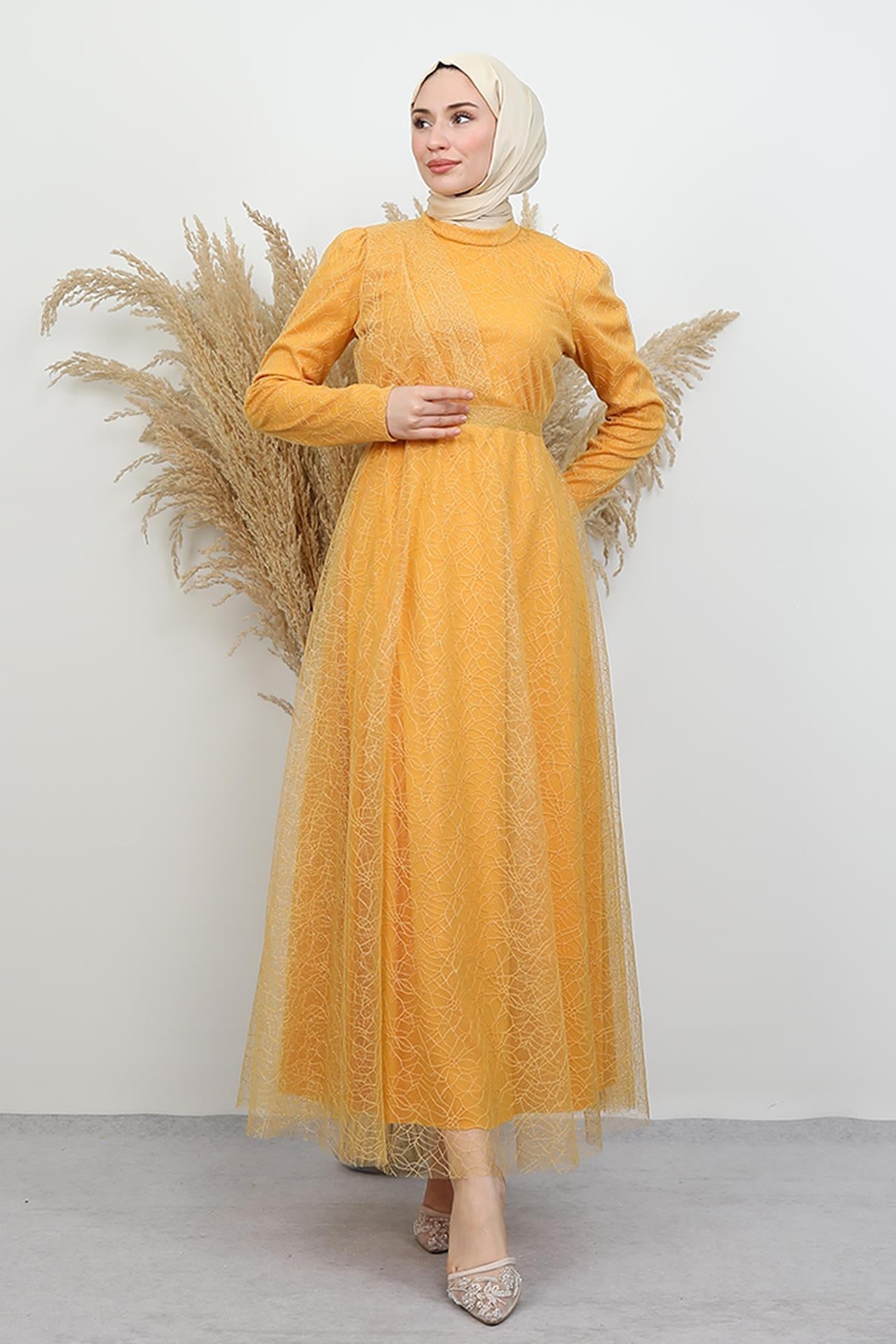 Düş Simli Abiye Hardal