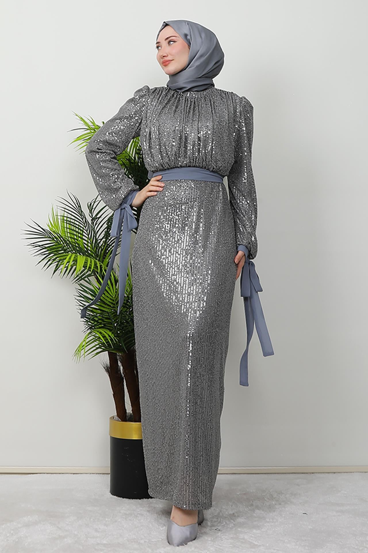 Efsun Payet Abiye Gri