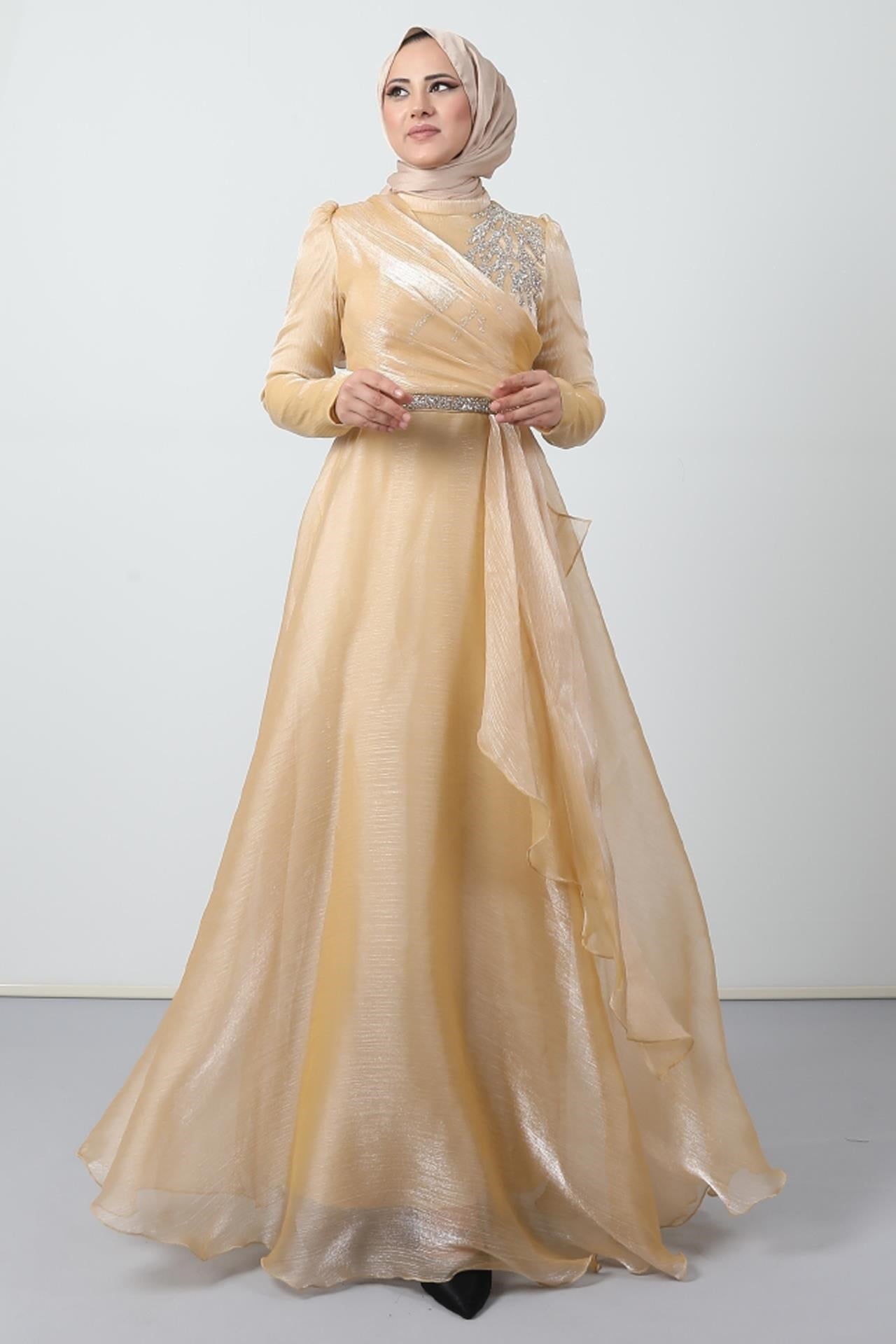 Eliza Tesettür Abiye Gold