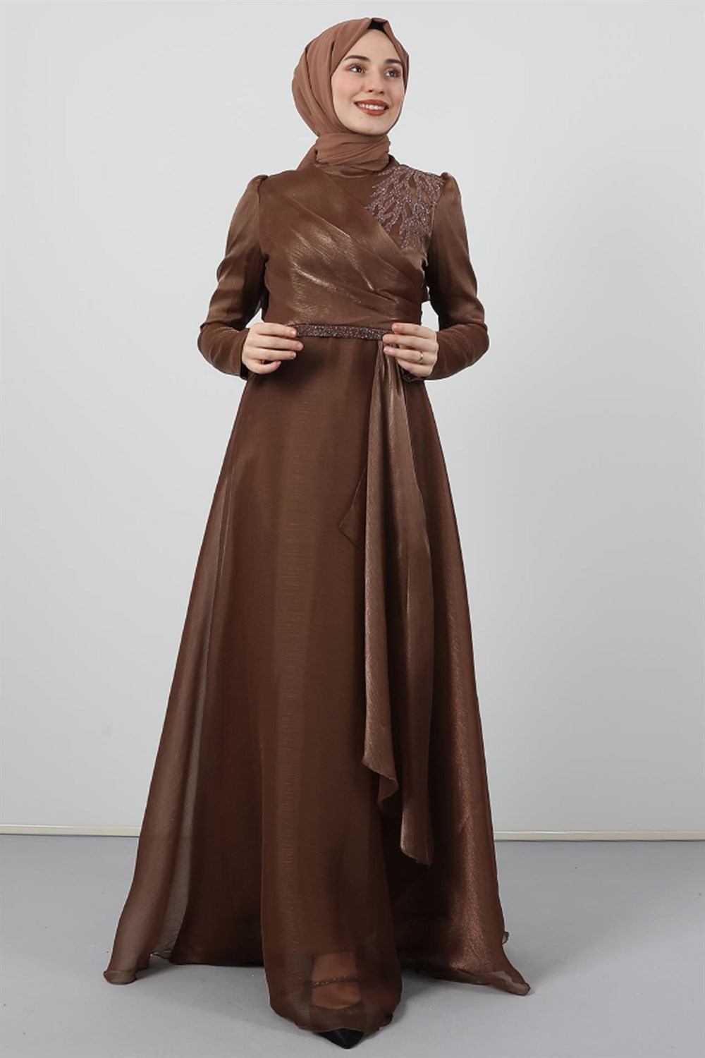 Eliza Tesettür Abiye Karamel