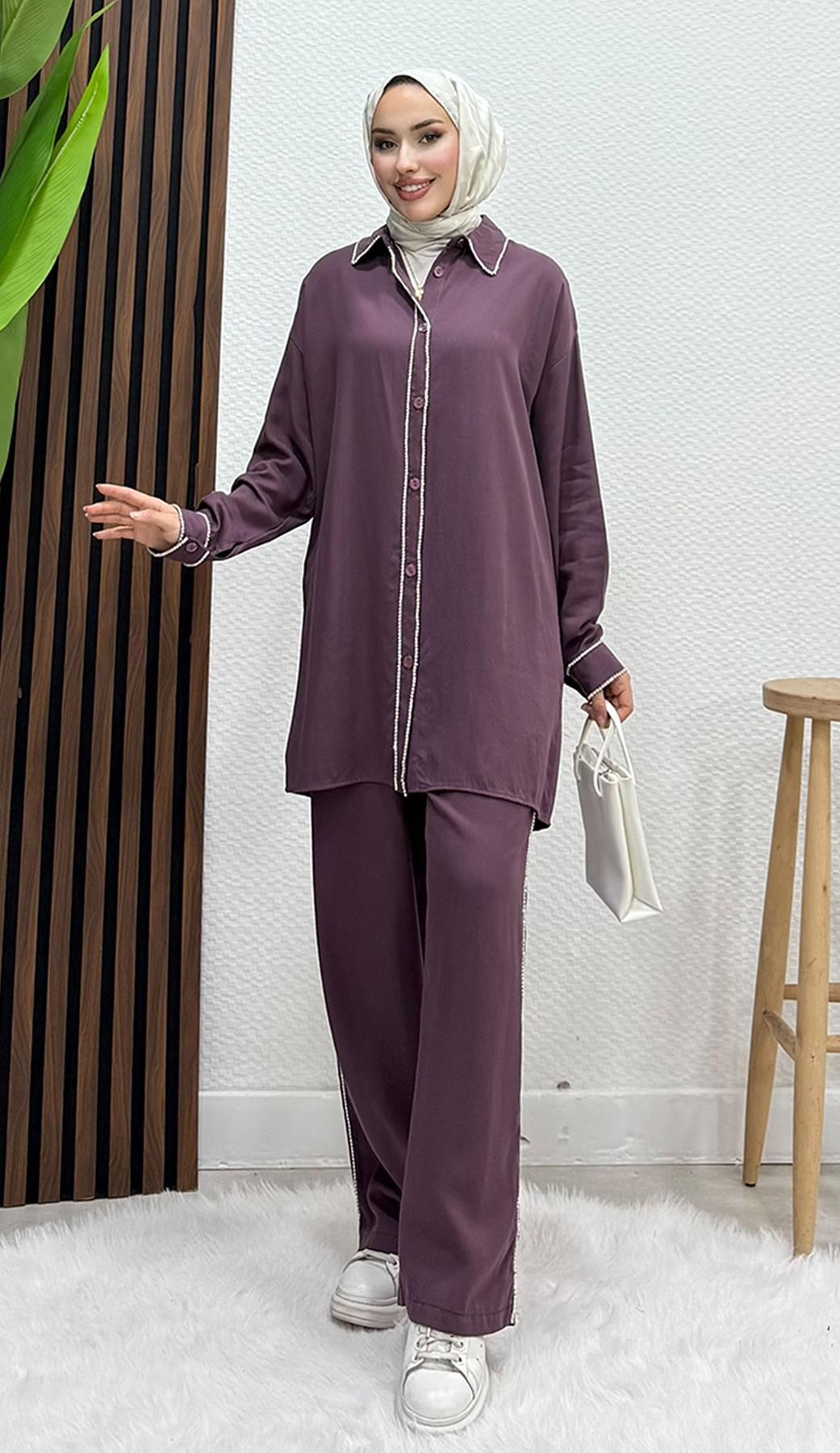 Emma Taşlı Takım Mürdüm