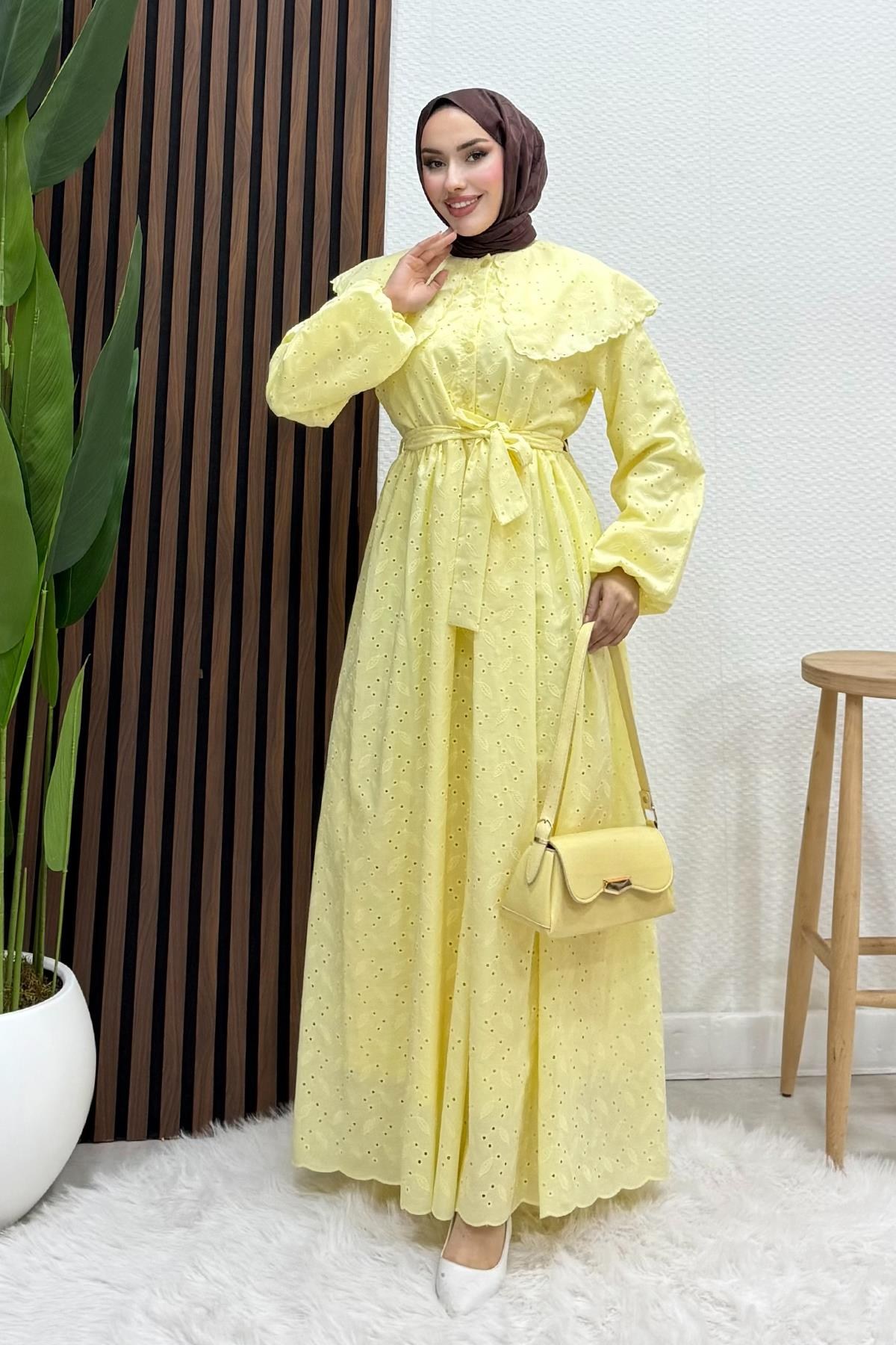 Erina Cotton Elbise Sarı