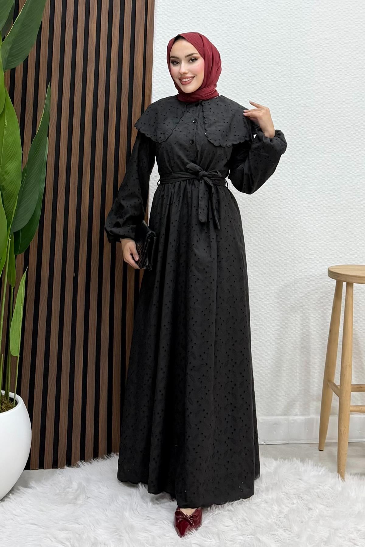 Erina Cotton Elbise Siyah