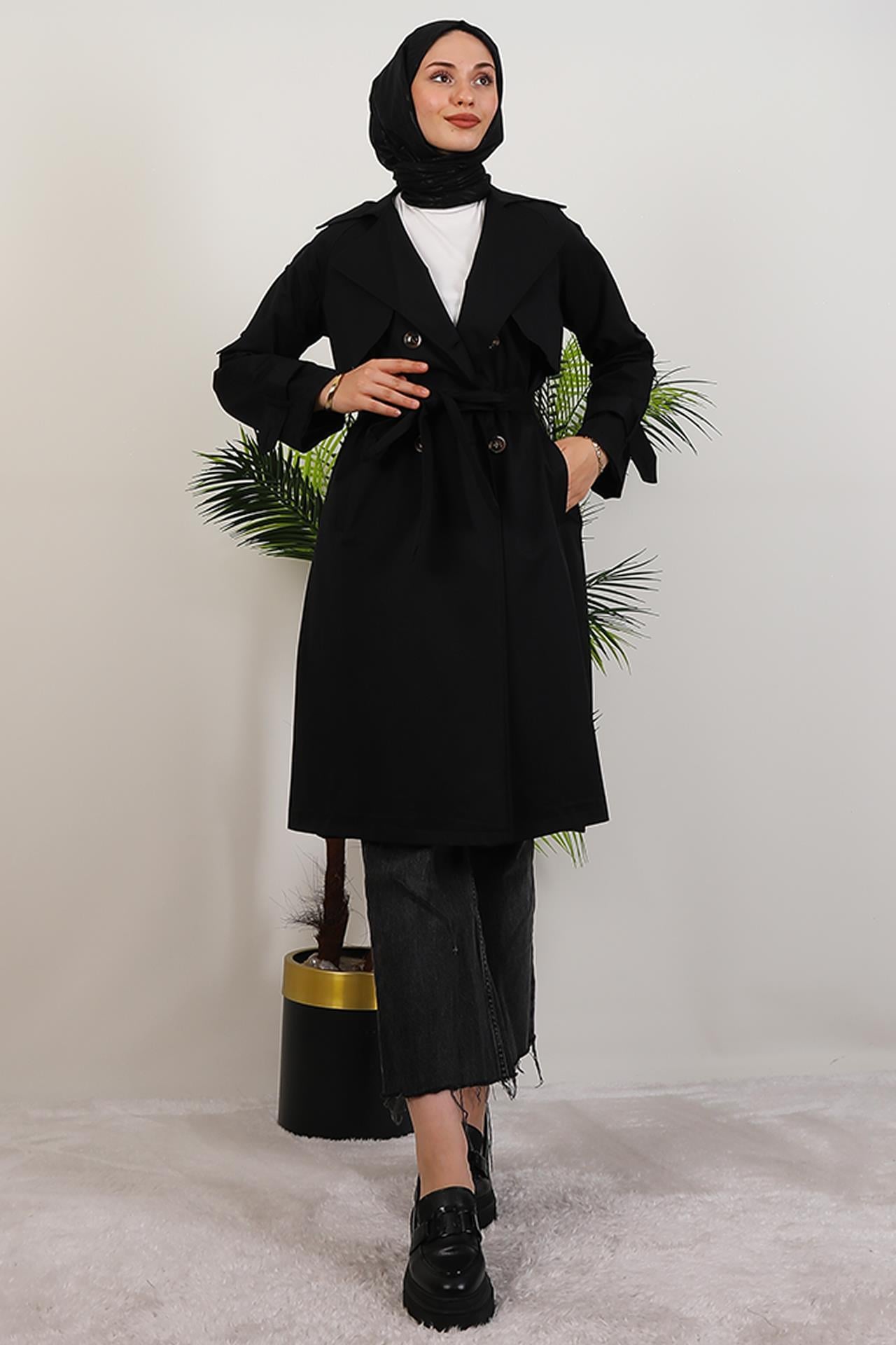 Erna Trençkot Siyah