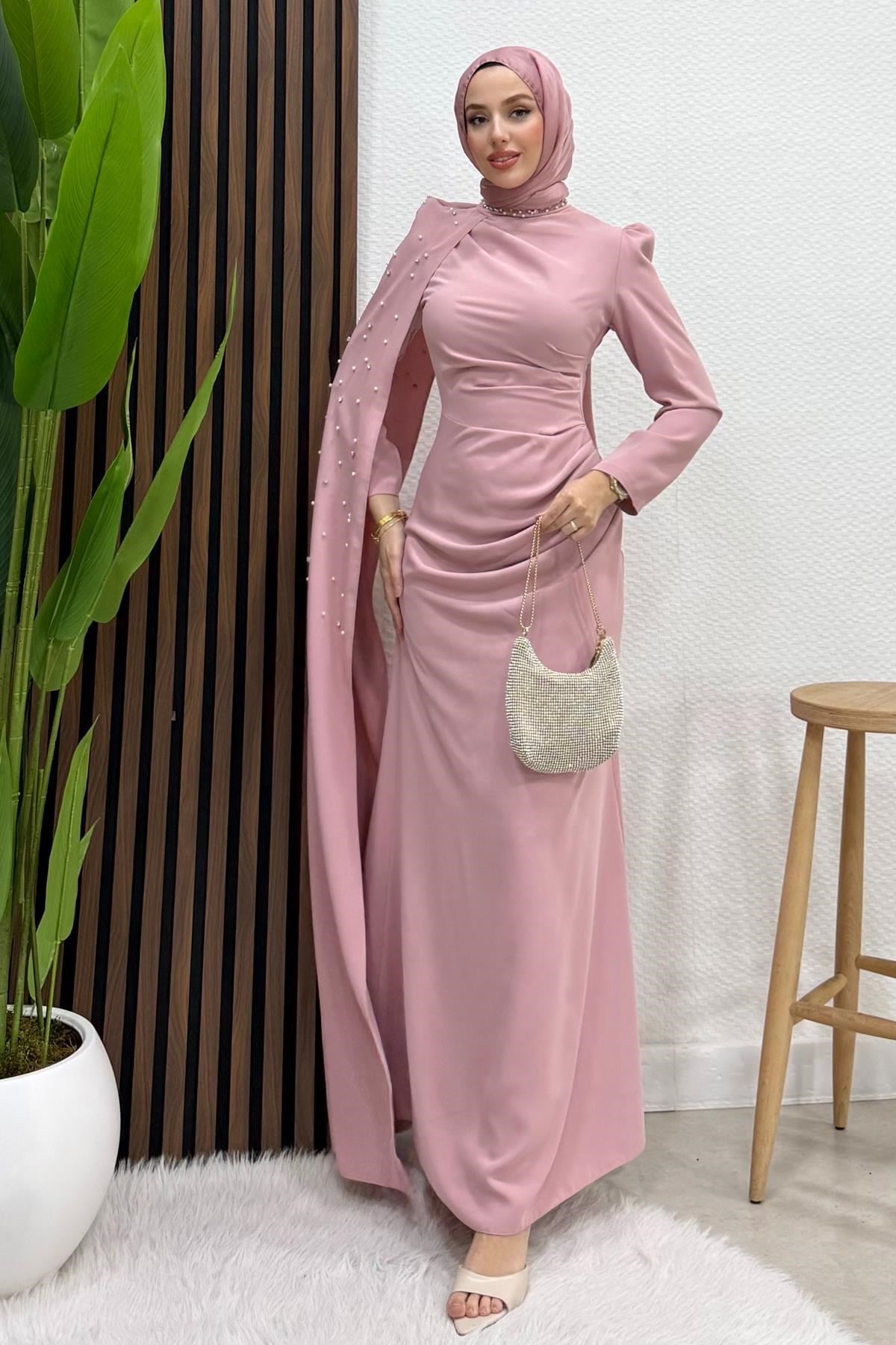 Gökben Krep Abiye Soft Pembe