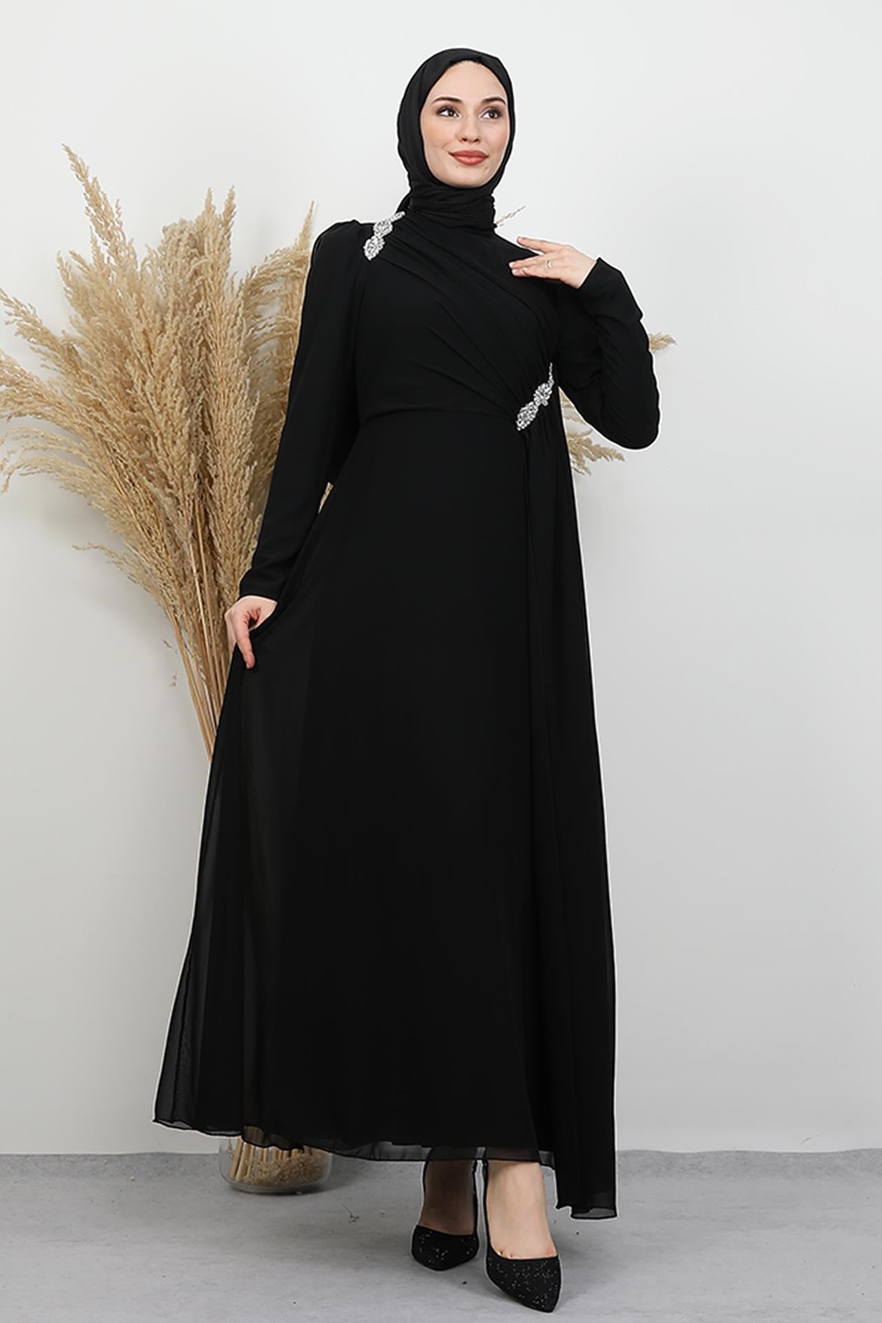 Gülnihal Şifon Abiye Siyah