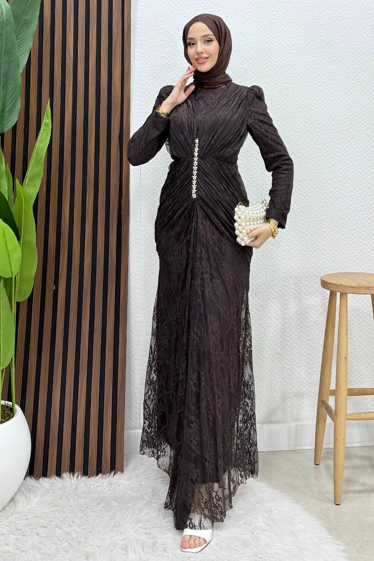 Hilda Dantel Abiye Acı Kahve