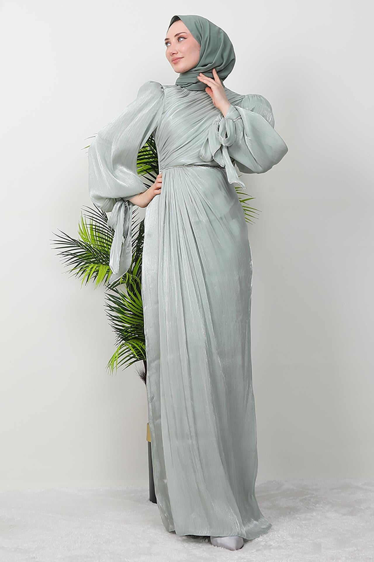 İdil Tesettür Abiye Açık Mint