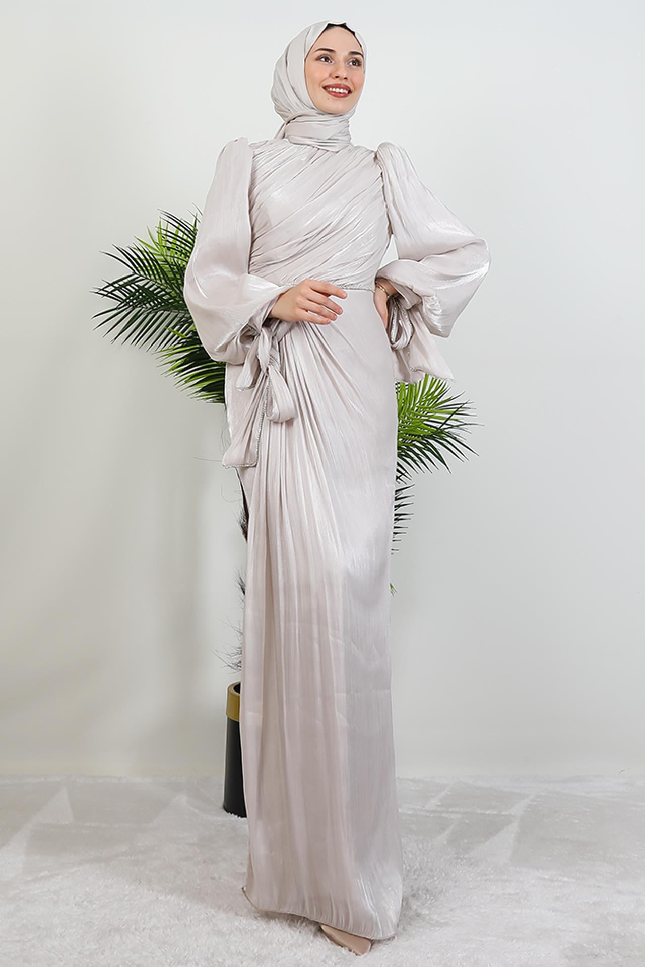 İdil Tesettür Abiye Bej