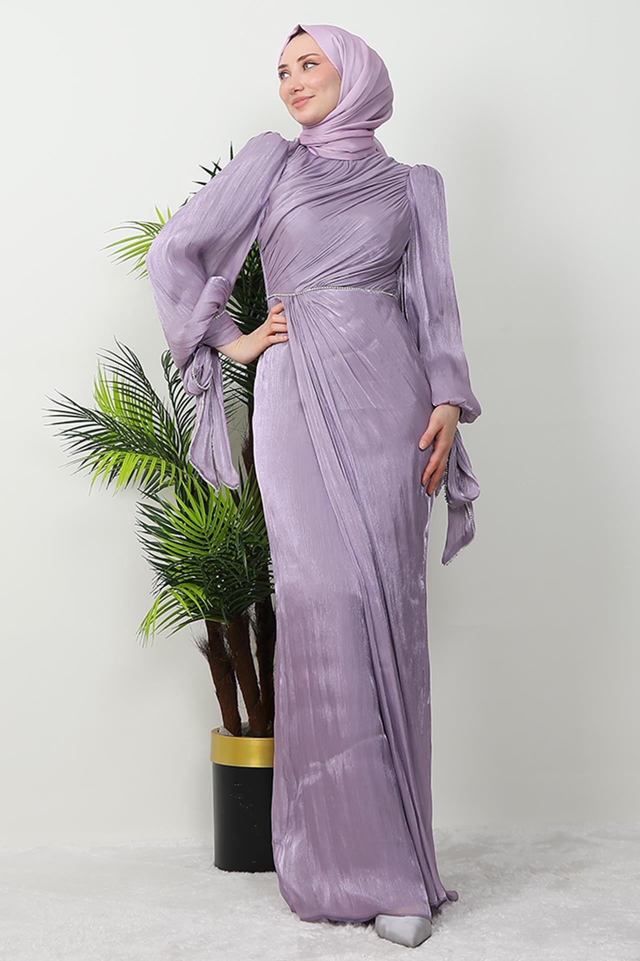 İdil Tesettür Abiye Lila