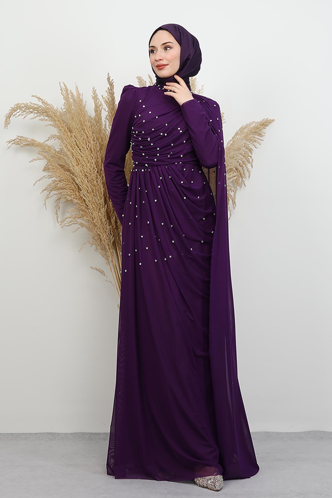 İlke Tül Abiye Mor