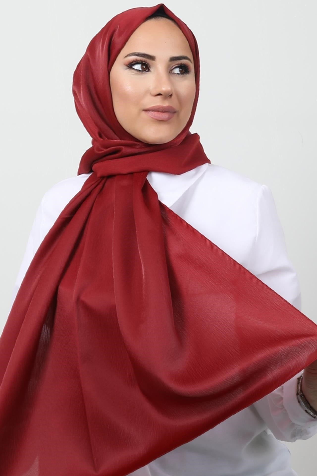İnci Saten Şal Bordo