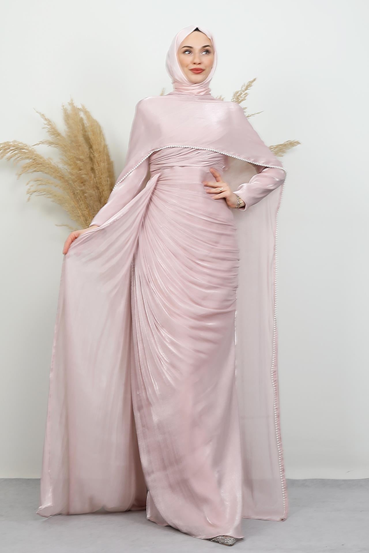 İncili Fular Yoryo Abiye Soft Pembe