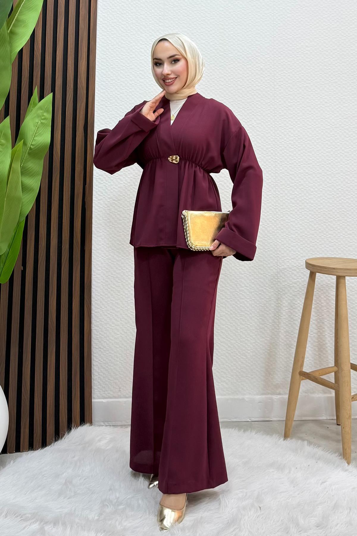 Kimono Model Takım Bordo