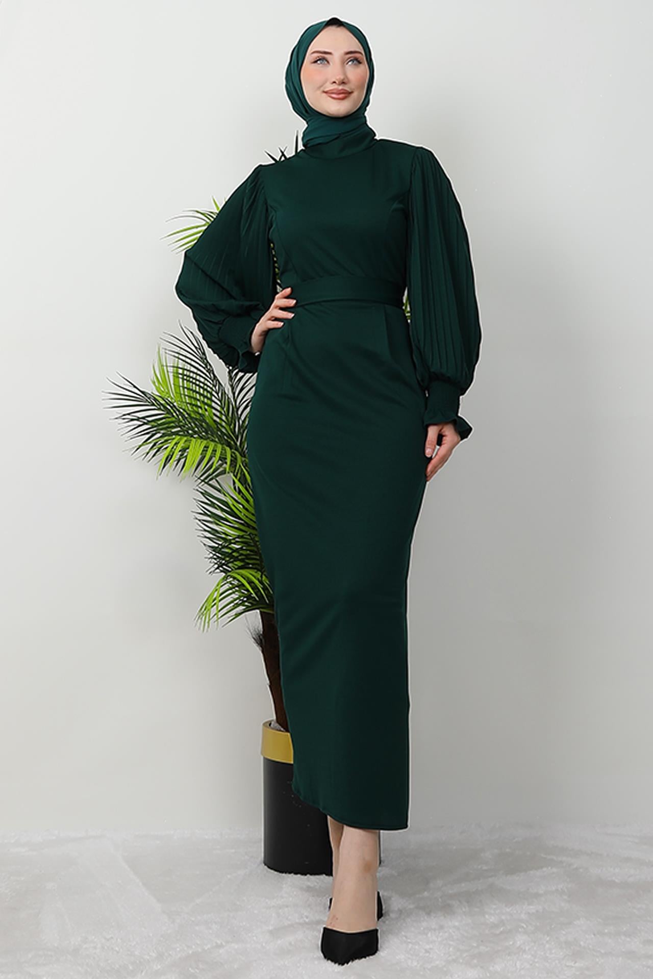 Kolu Piliseli Gipeli Elbise Zümrüt