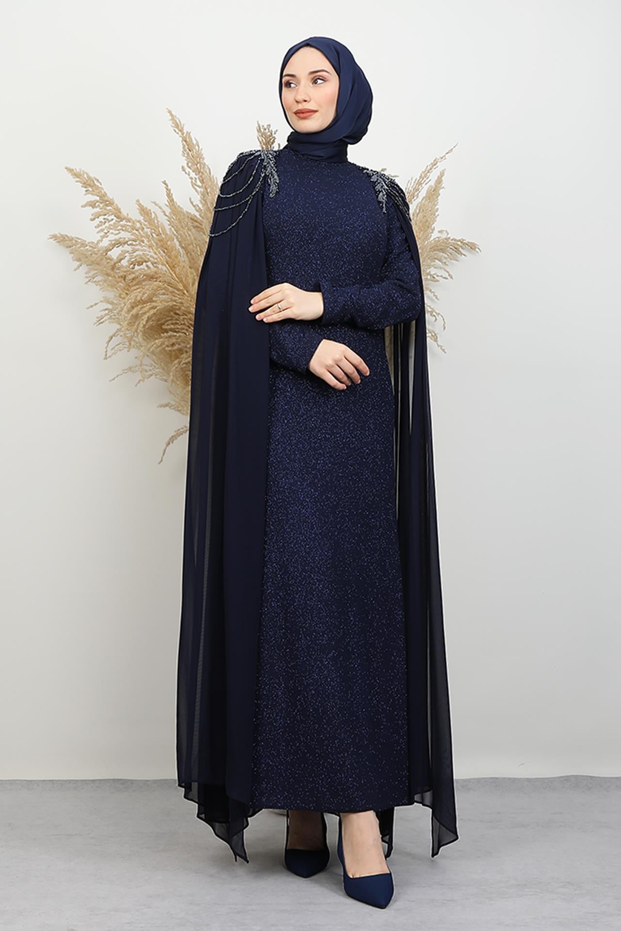 Kösem Taşlı Abiye Lacivert