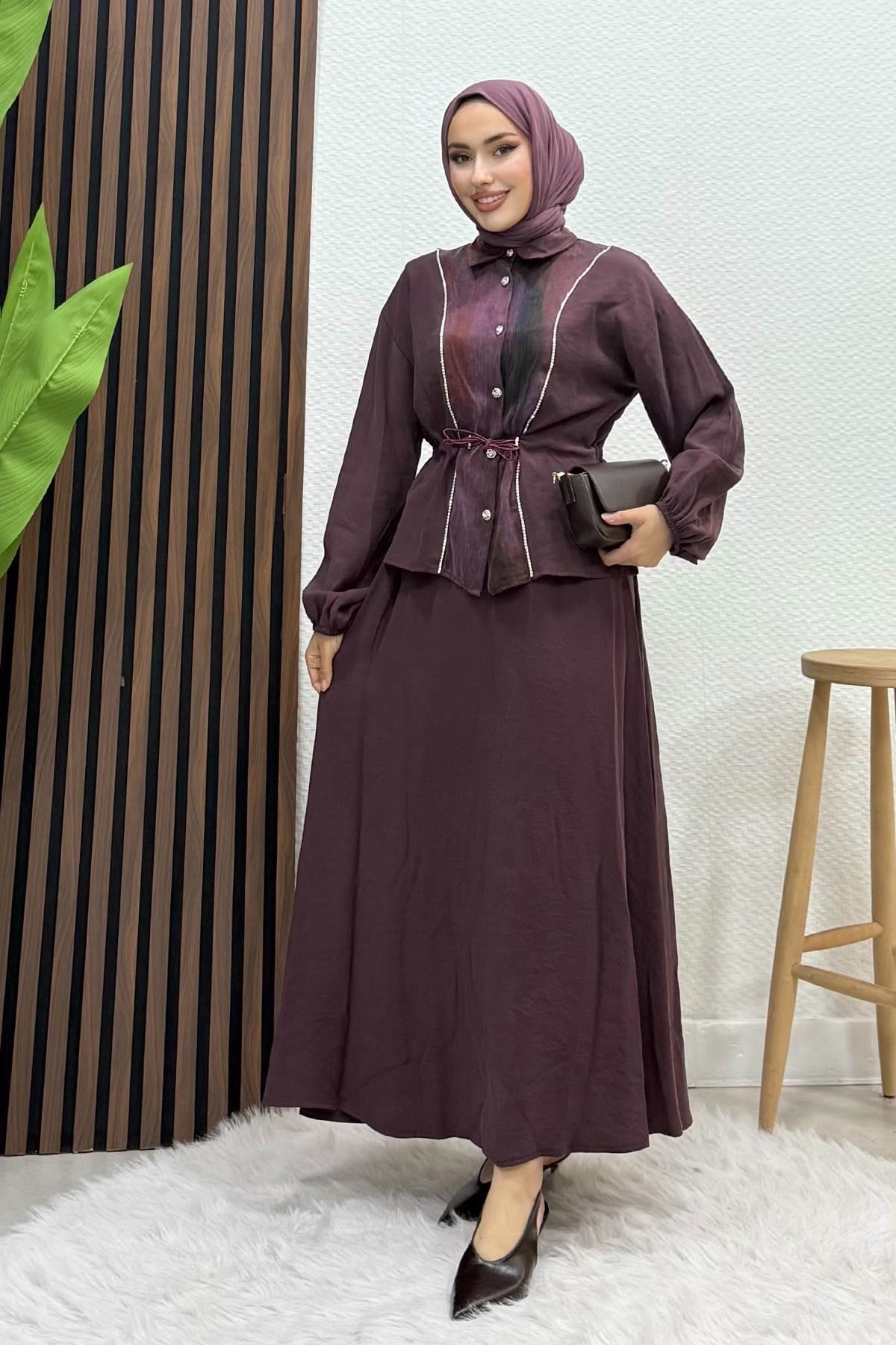 Kumru Şerit Takım Bordo