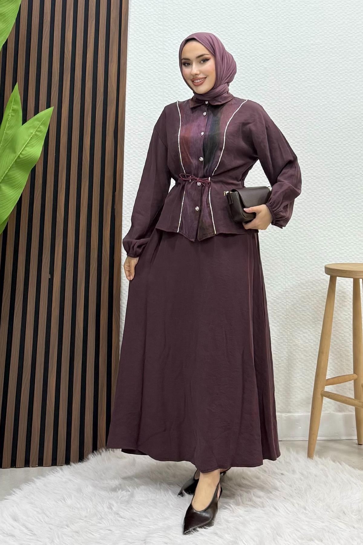 Kumru Şerit Takım Bordo