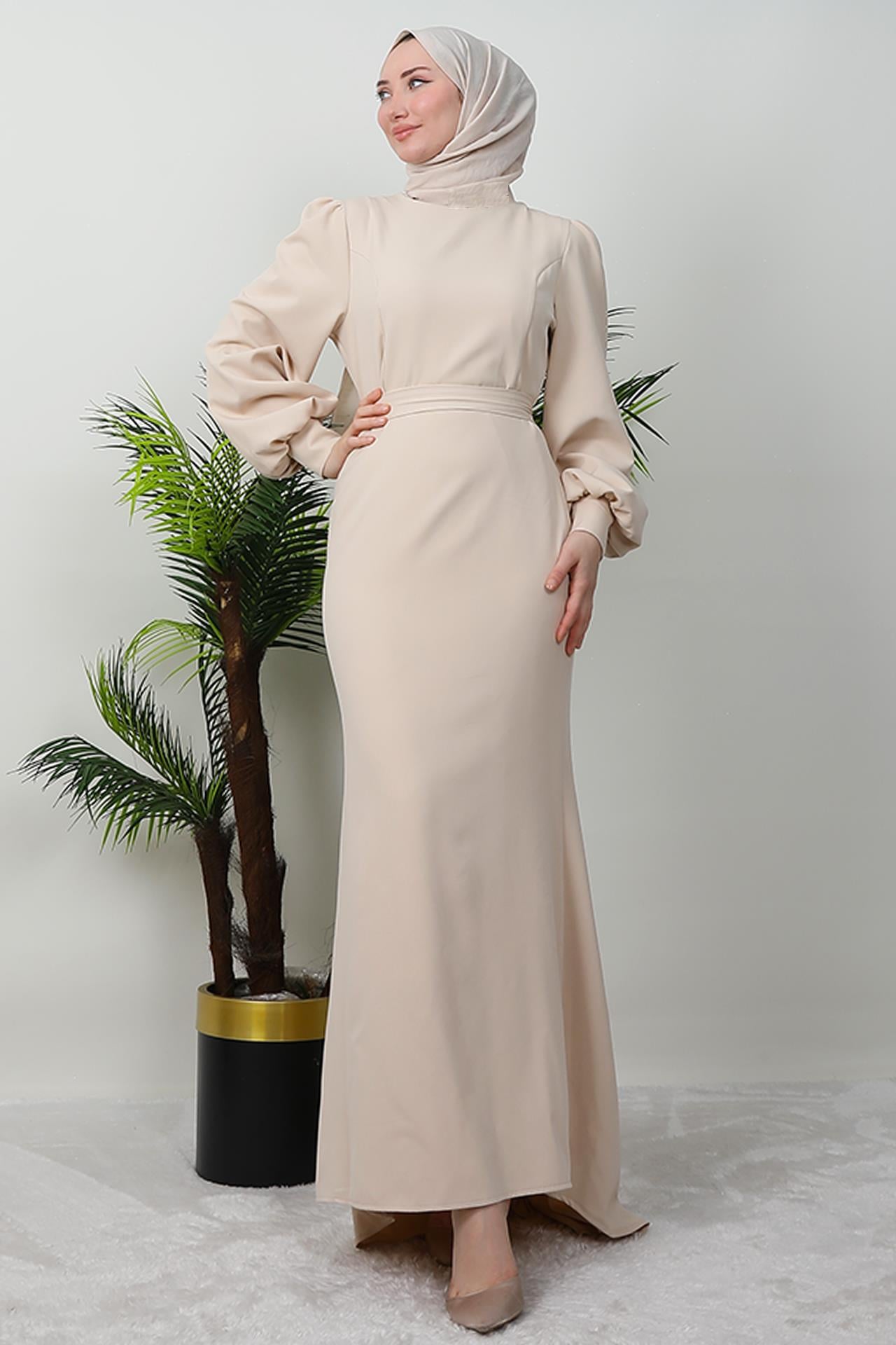 Lavin Krep Elbise Bej