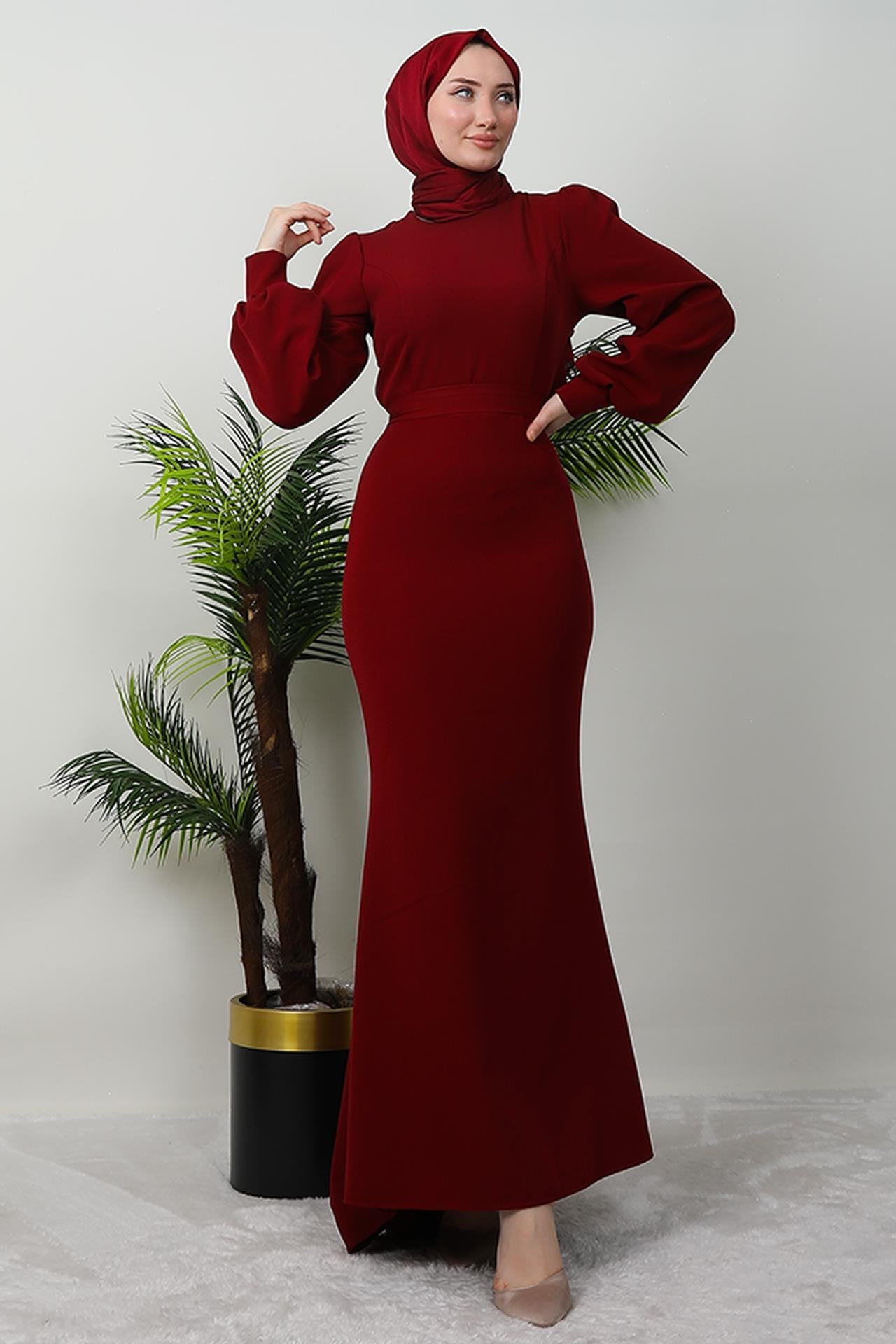 Lavin Krep Elbise Bordo