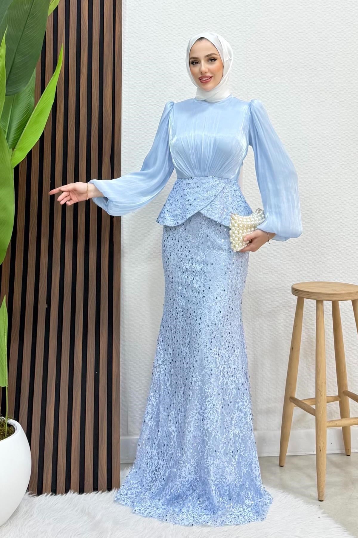 Marcella Dantel İşleme Abiye Bebe Mavi