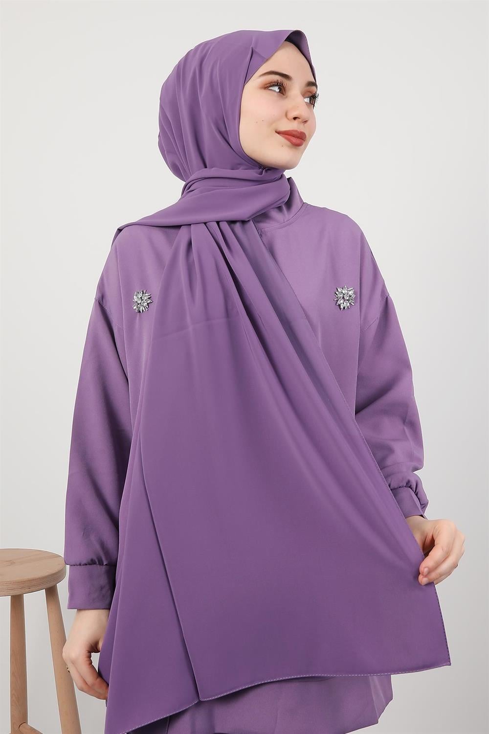 Medine İpeği Şal Lila