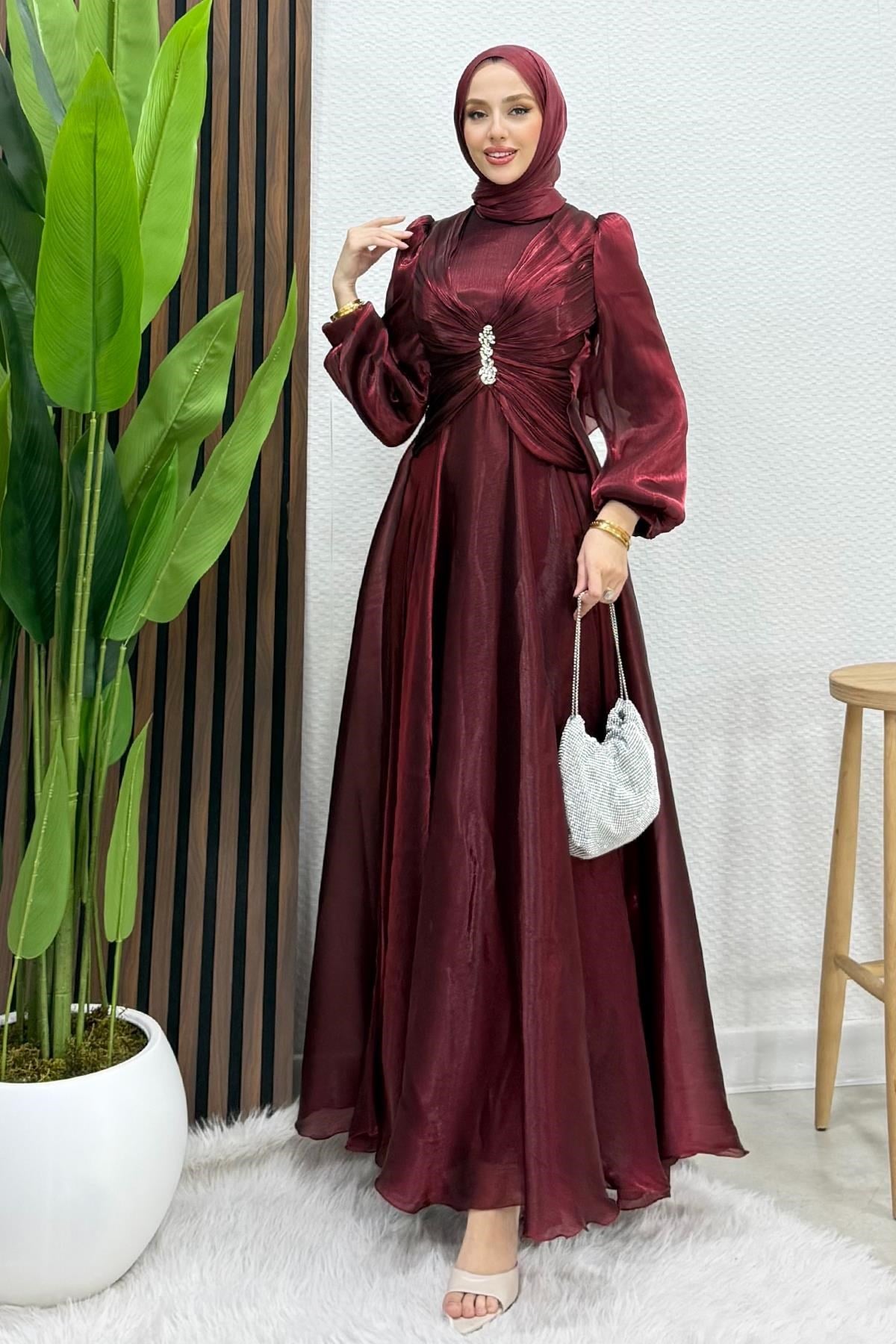 Miona Yoryo Abiye Koyu Bordo