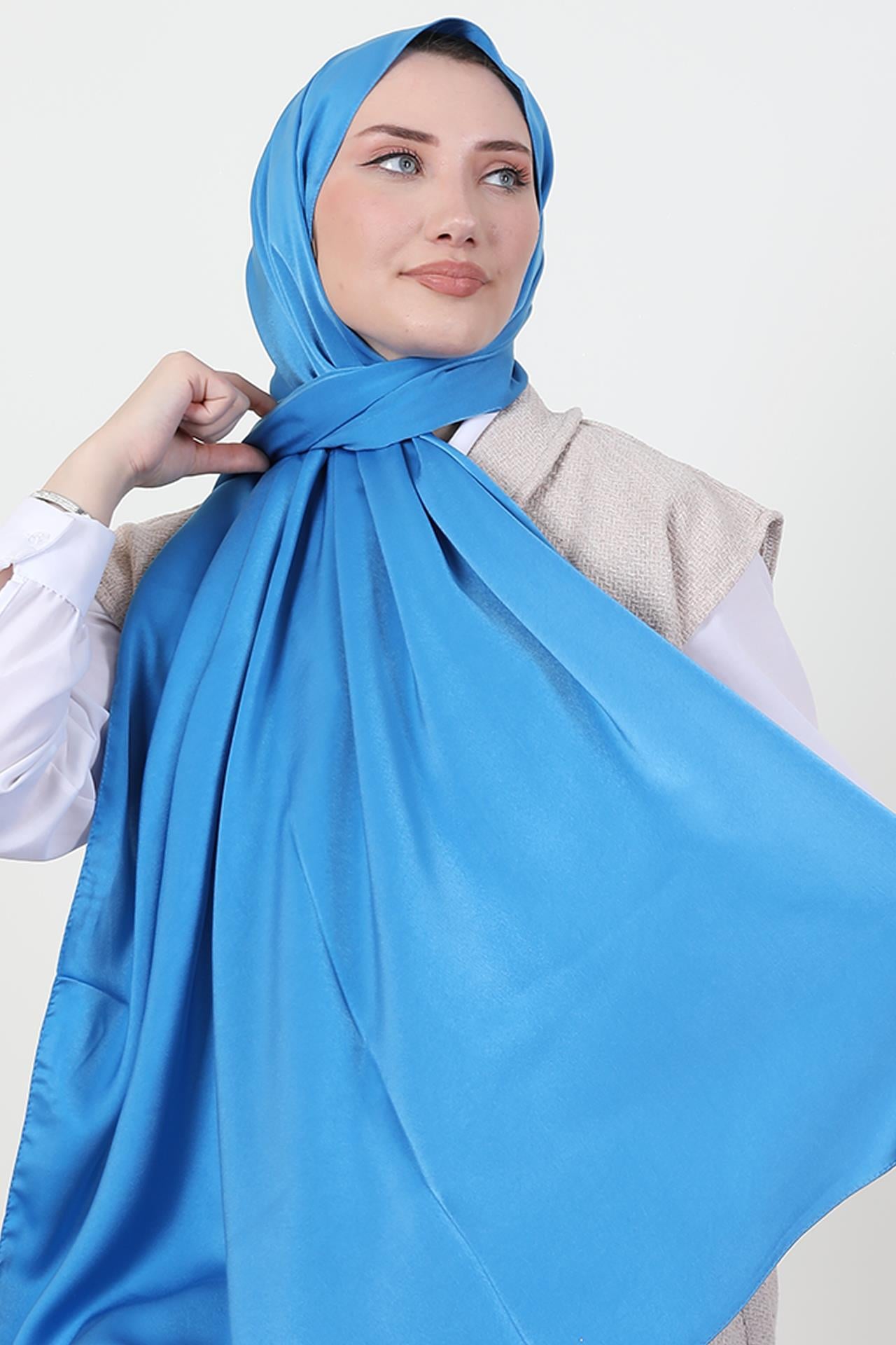 Model Saten Şal Mavi