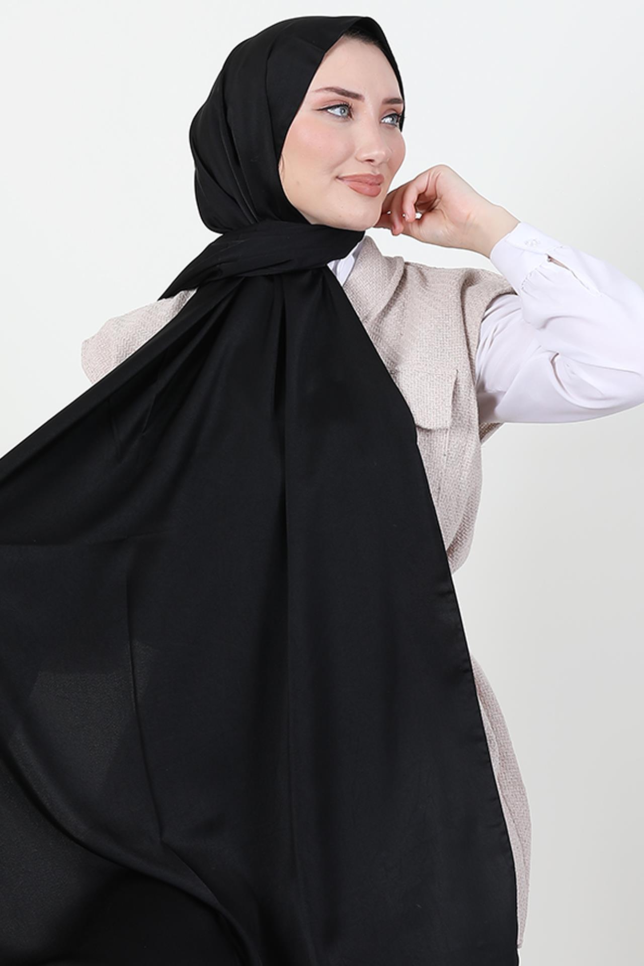 Model Saten Şal Siyah