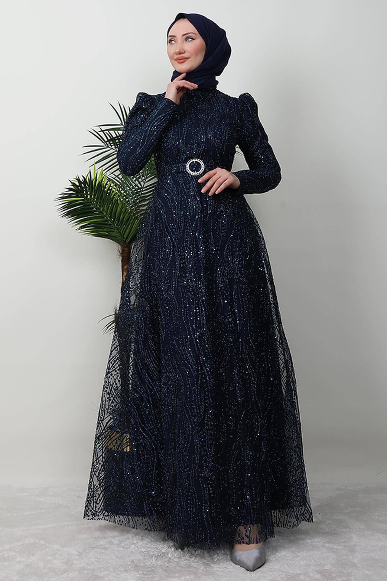 Nilda Simli Abiye Lacivert