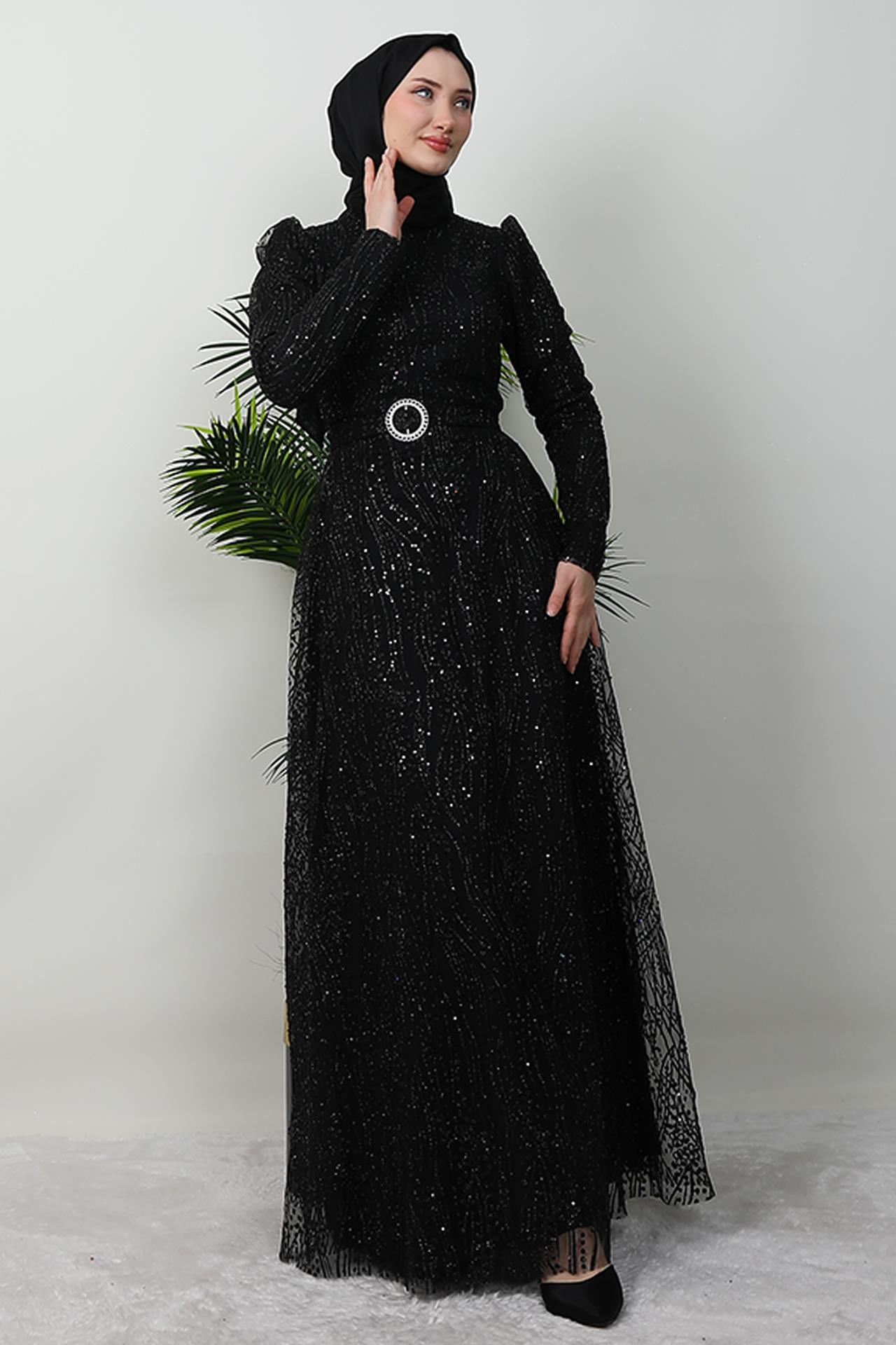 Nilda Simli Abiye Siyah