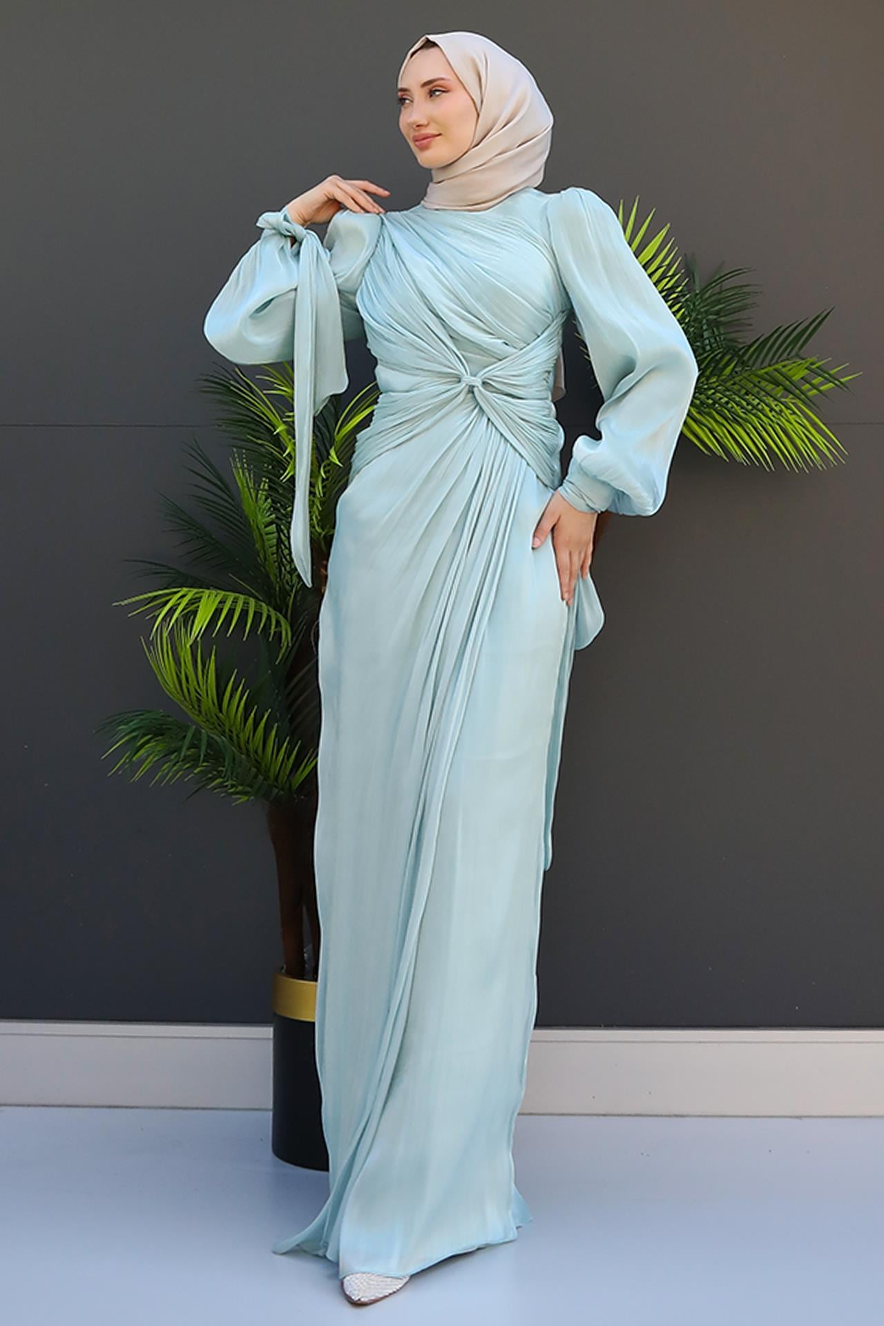 Orkide İpek Abiye Açık Mint