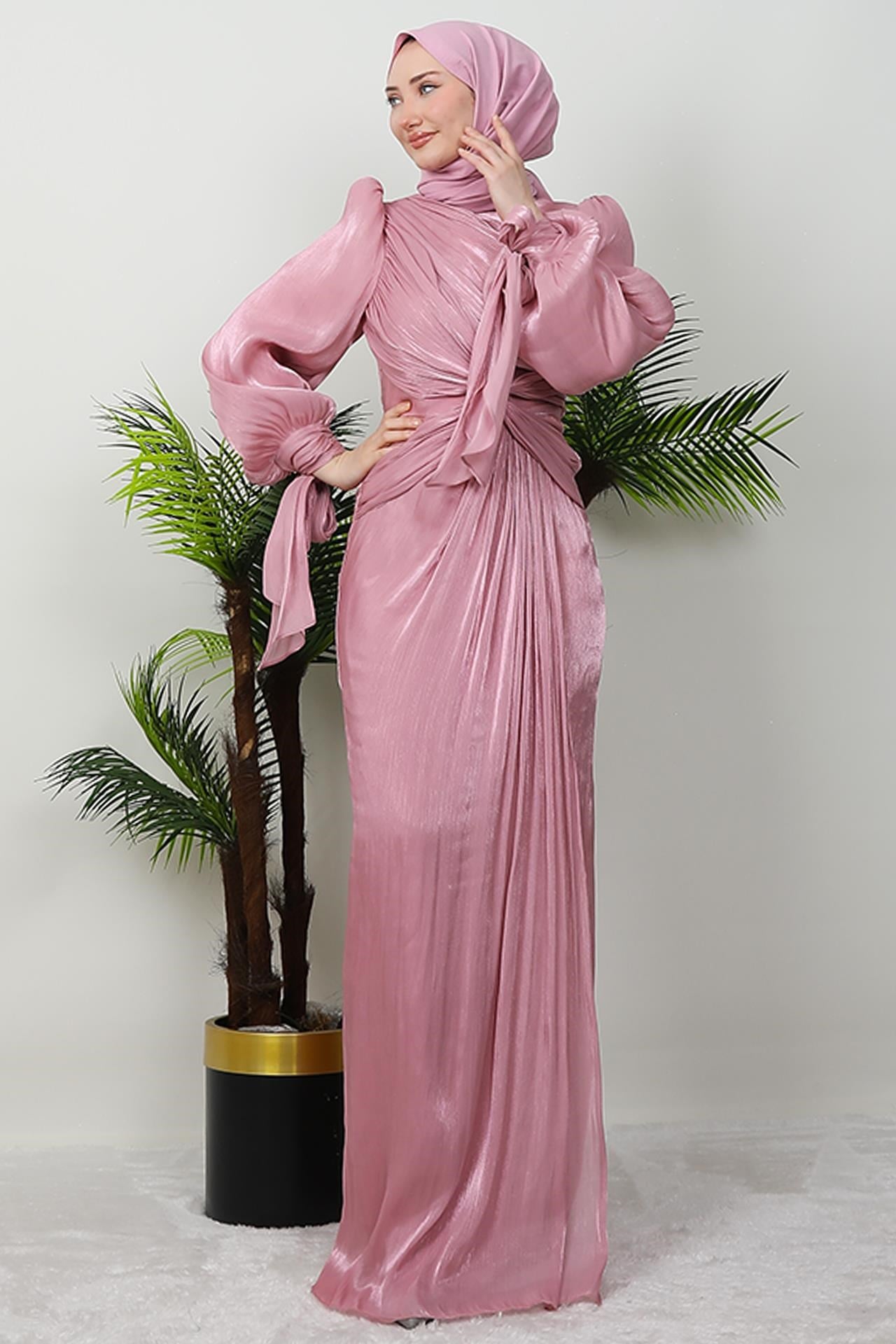 Orkide İpek Abiye Soft Pembe