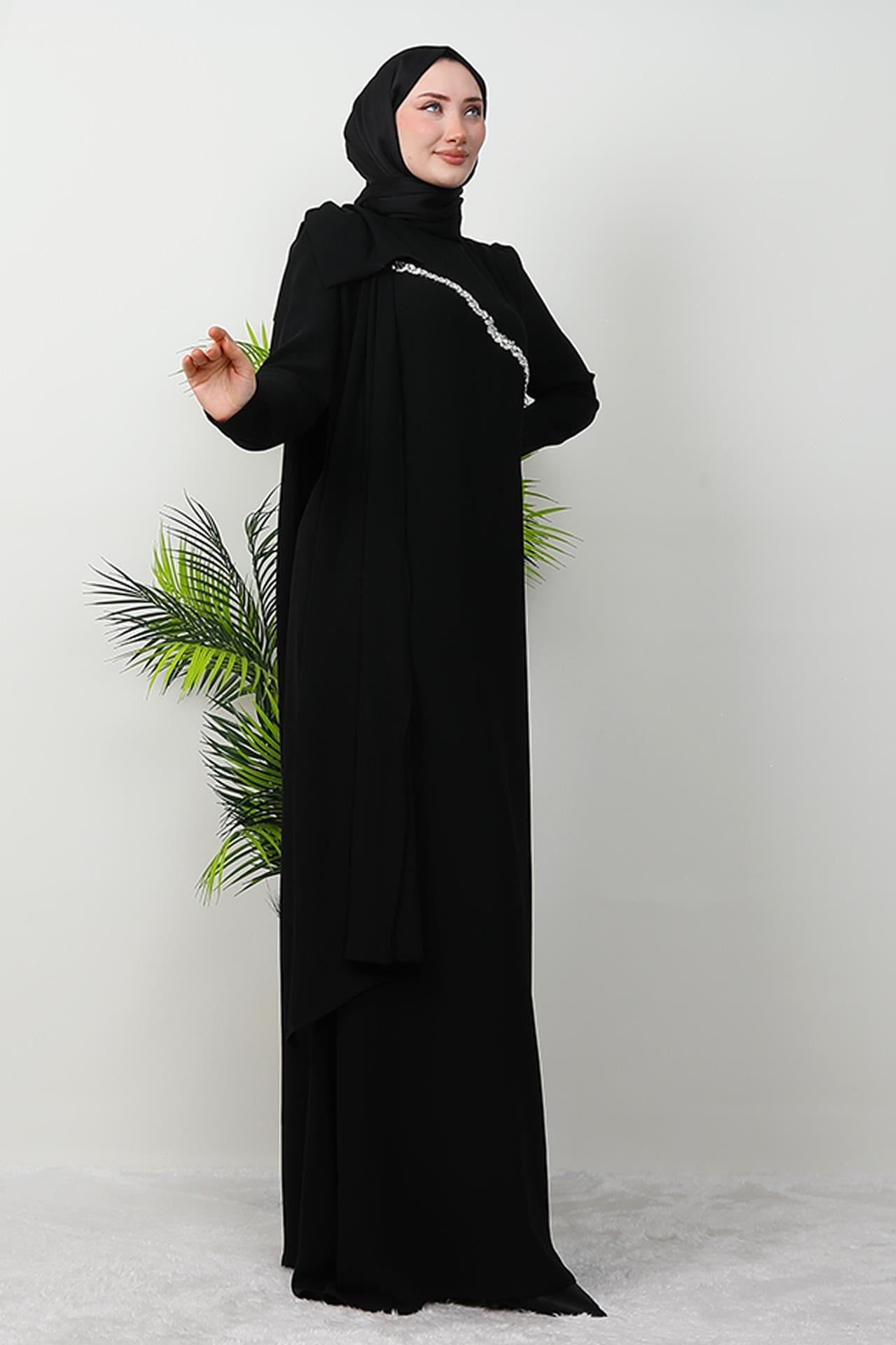 Özün Taşlı Abiye Siyah